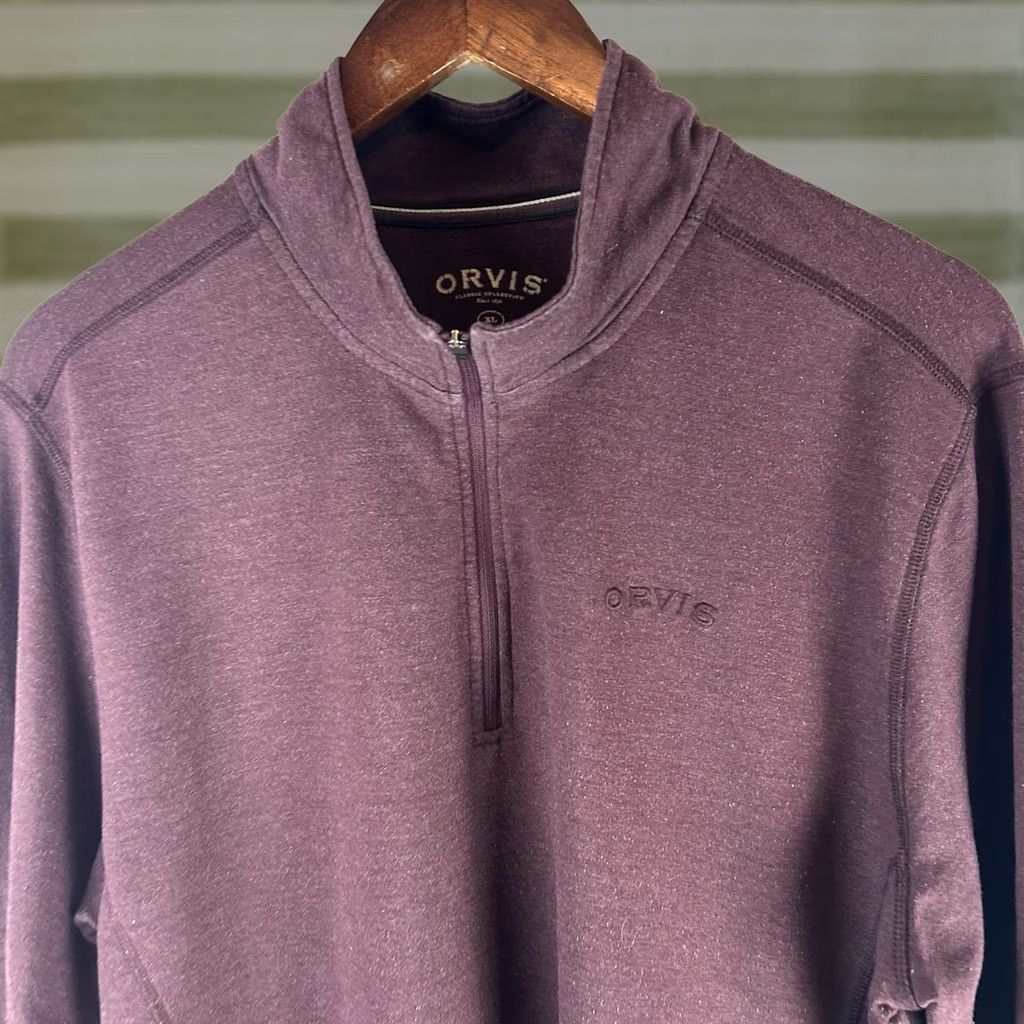 Orvis Orvis Long Sleeve 1/4 Quarter Zip Pullover Shirt Embroidered Logo Maroon XL Size US XL / EU 56 / 4 - 1 Thumbnail