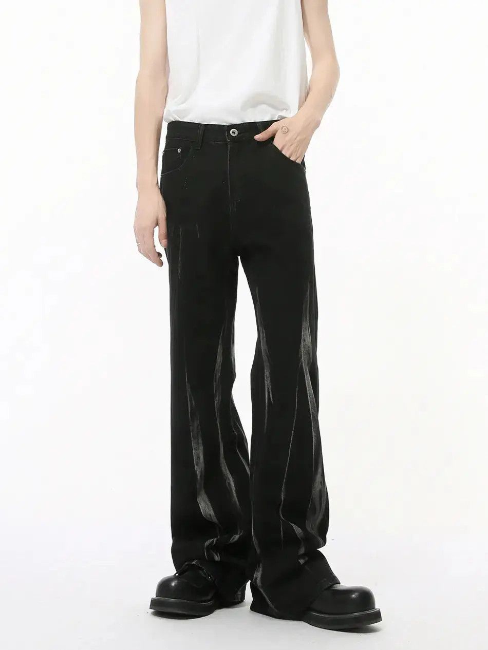 Retro loose tie dye flared jeans