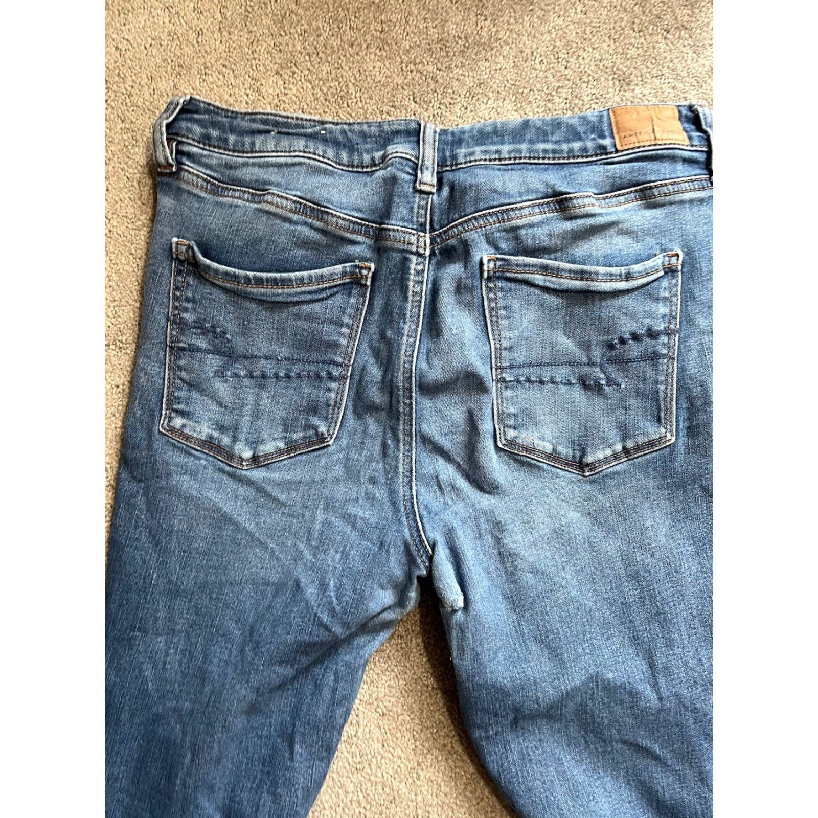 American Eagle Outfitters American Eagle Blue Next Level Stretch Hi-Rise Jegging Jeans Size 14 Short Womens Pants Very Good Condition Size 36" / US 14 / IT 50 - 2 Thumbnail