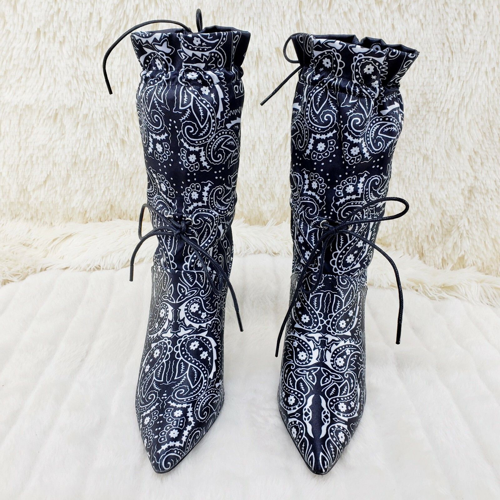 Other Bandanna Madness Drawstring 4" Stiletto High Heel Mid Calf B Size US 7 / IT 37 - 7 Thumbnail