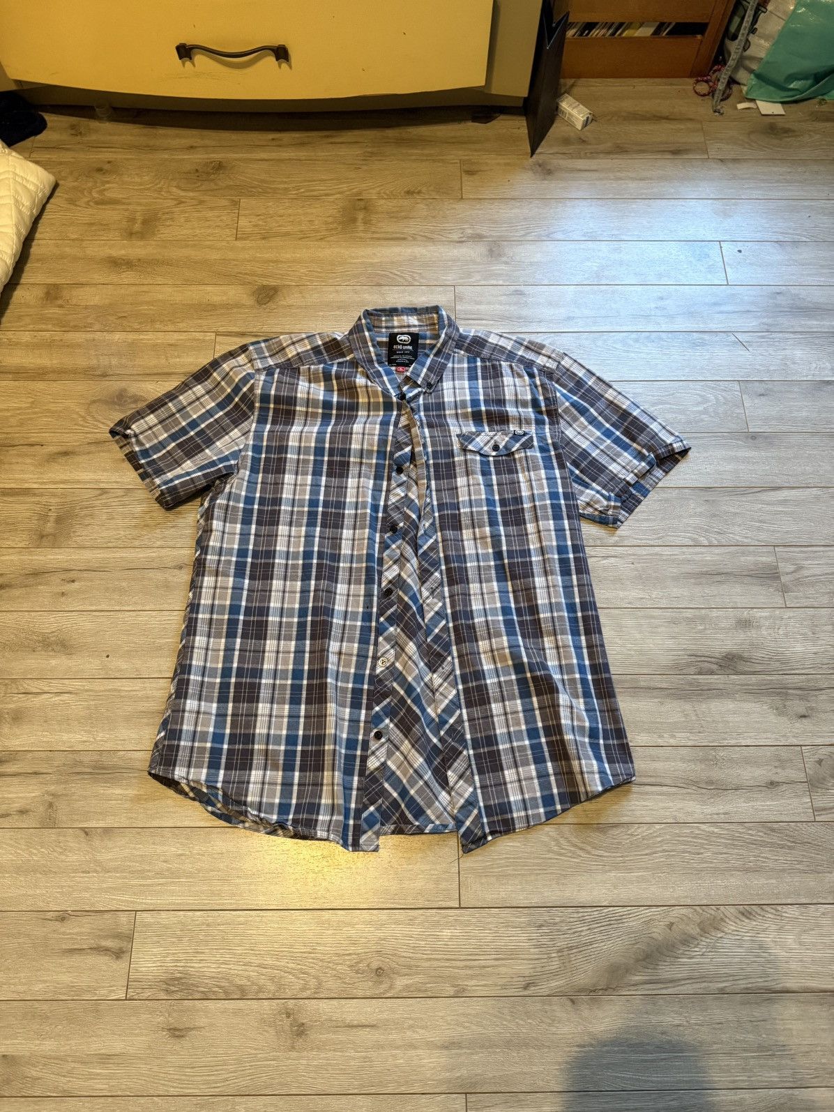 Ecko Unltd. ecko unltd blue and grey checkered shirt Size US XL / EU 56 / 4 - 1 Thumbnail