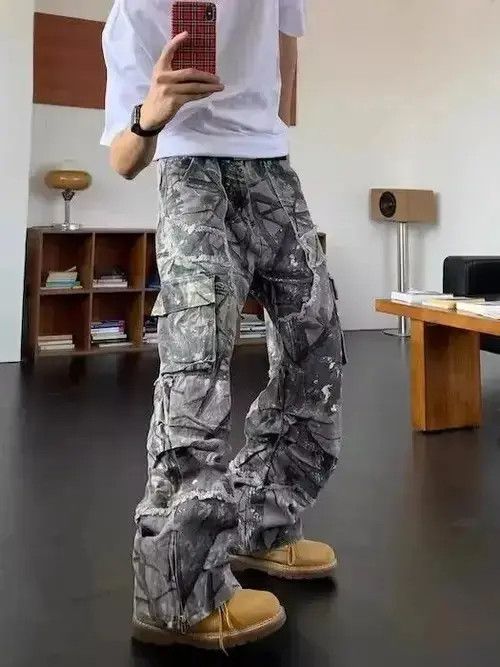 Japanese Brand × Jean Camouflage Y2K Fashion Baggy Jeans Cargo Pants Size US 33 - 4 Thumbnail