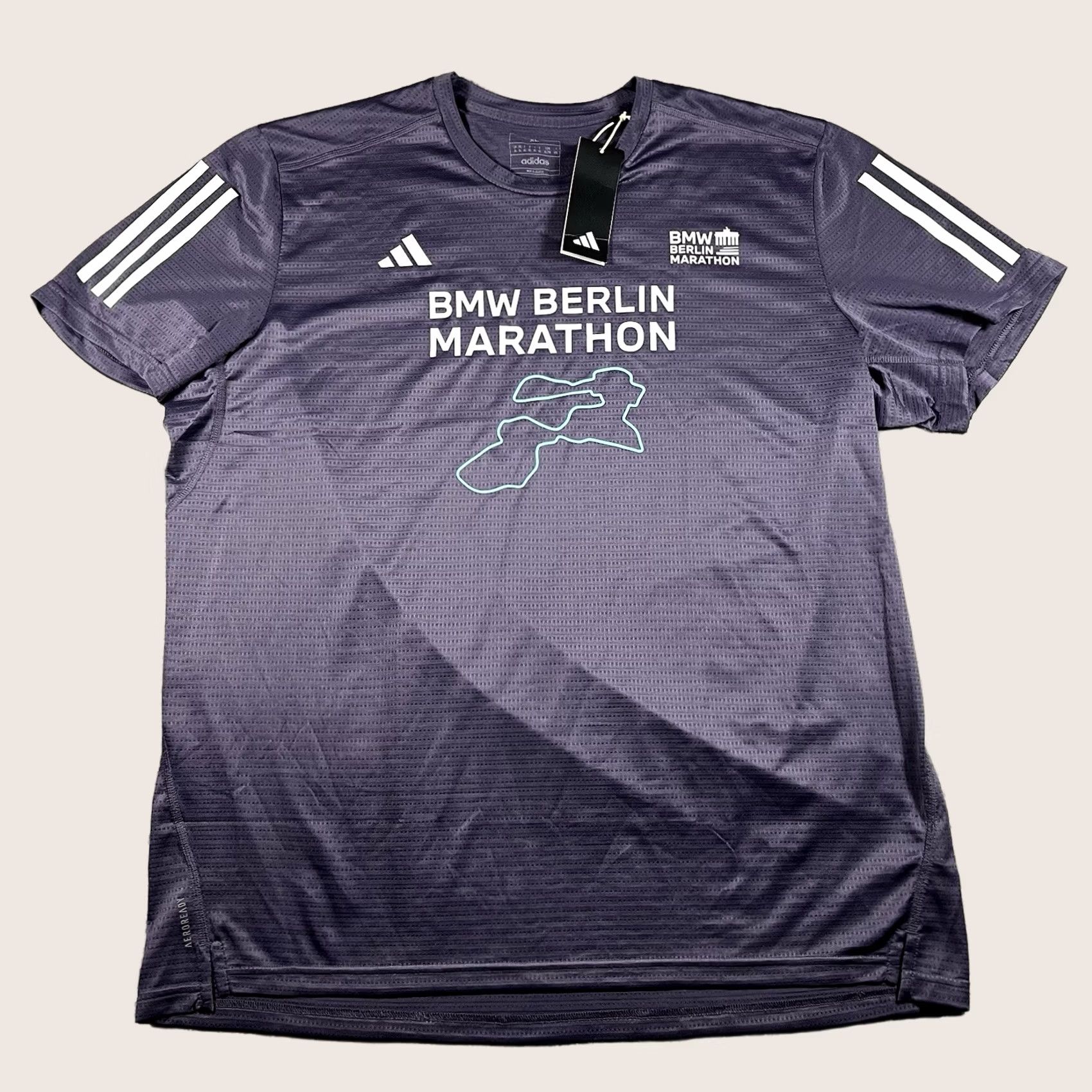 Adidas adidas Jersey Men XL Short Sleeve T-Shirt Purple running & jogging gear Berlin Marathon endorse Size US XL / EU 56 / 4 - 1 Thumbnail