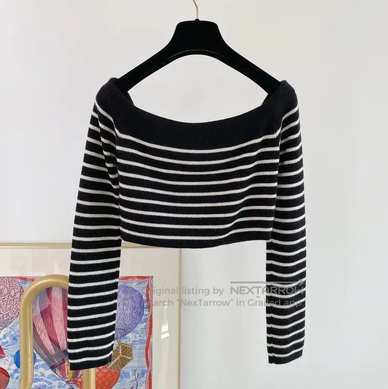 Yves Saint Laurent YSL Striped Wool Long Sleeve Knit Top . Size M / US 6-8 / IT 42-44 - 3 Thumbnail
