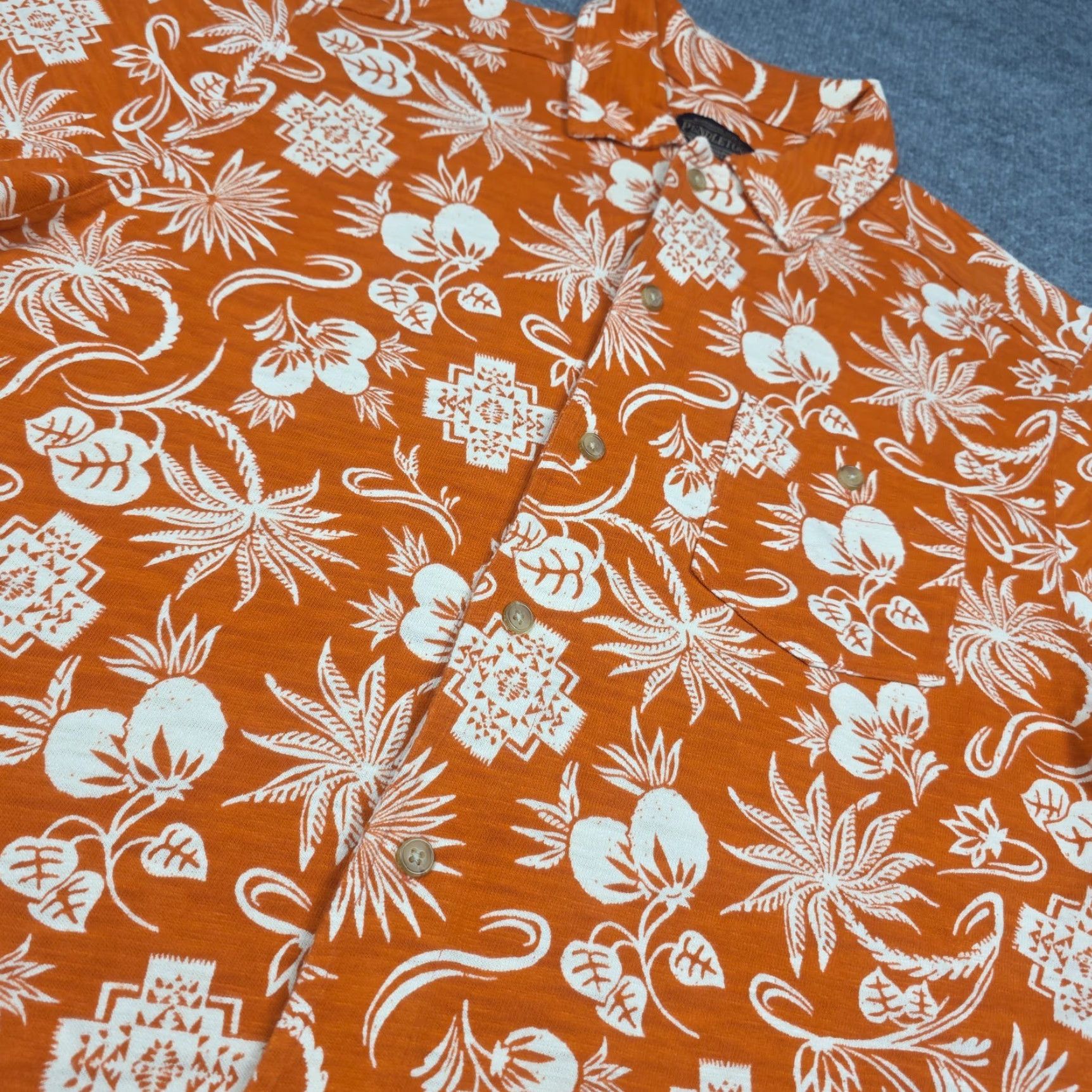 Pendleton Pendleton Wayside Knit Shirt Men M Orange Floral Button Up Short Sleeve Shirt Size US M / EU 48-50 / 2 - 2 Thumbnail