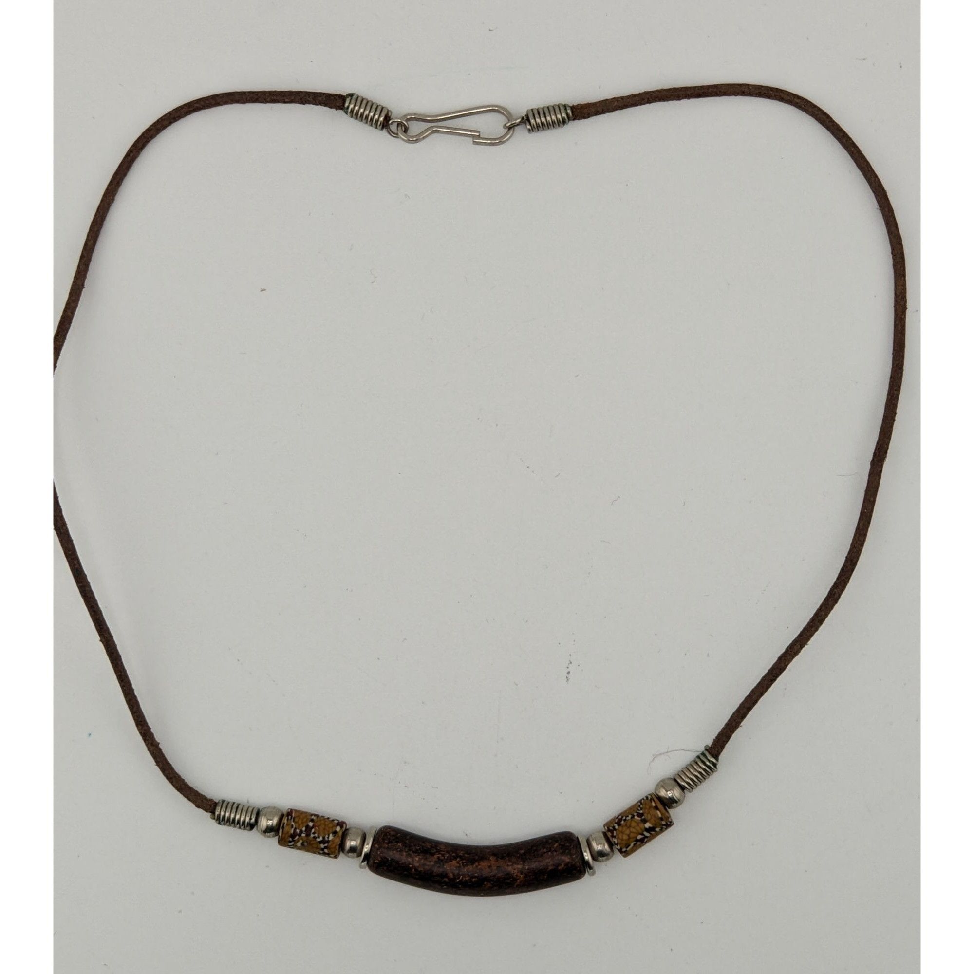Other Vintage 90s Rustic Brown Cord Necklace With Polymer Clay Bea Size ONE SIZE - 5 Thumbnail