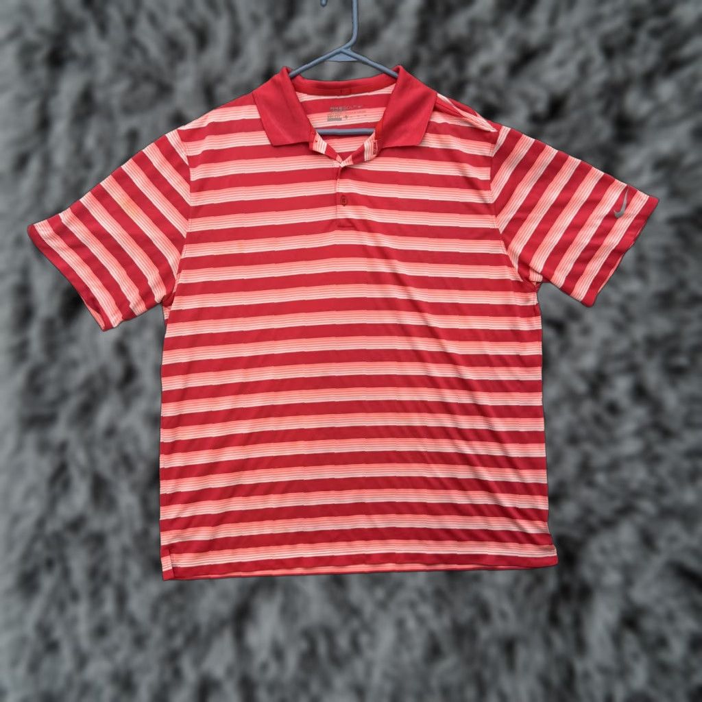 Nike Nike Golf Polo Shirt Mens XL Red Striped Dri-FIT Performance Athletic Top Size US XL / EU 56 / 4 - 1 Thumbnail