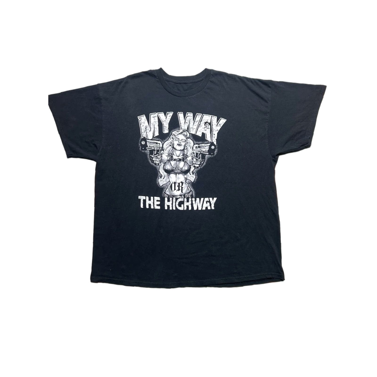 Vintage VINTAGE Unbranded T-Shirt Graphic my way or the highway girl babe guns badass XL Black Mens T-Shirt 1980s 90s style Size US XL / EU 56 / 4 - 1 Thumbnail