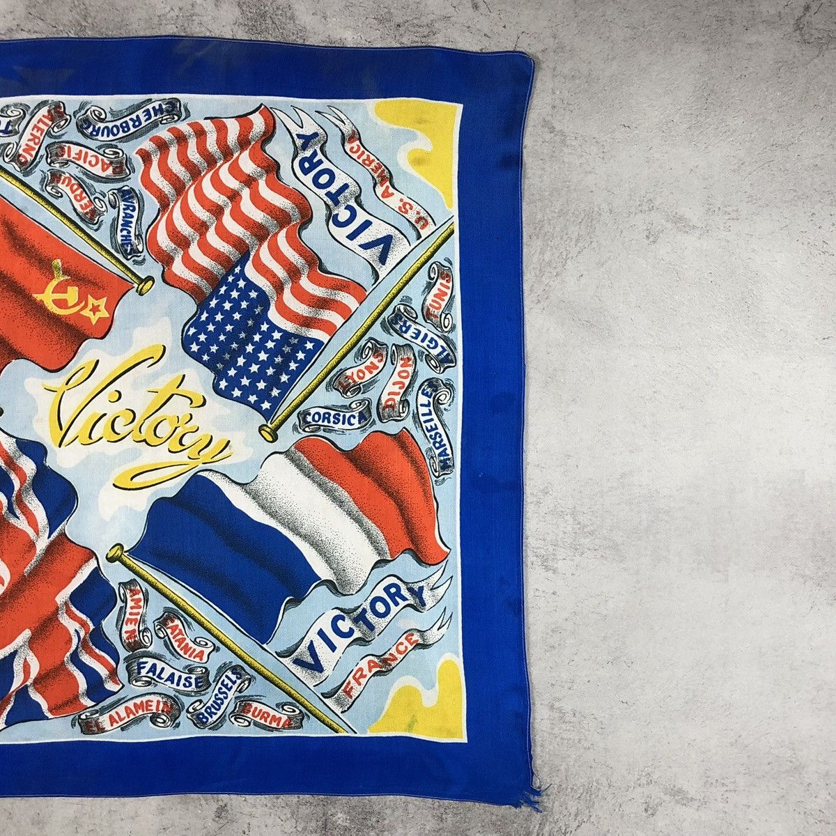 Vintage 1945 WWII Kiev Moscow USSR US UK France Victory Scarf Size ONE SIZE - 5 Thumbnail