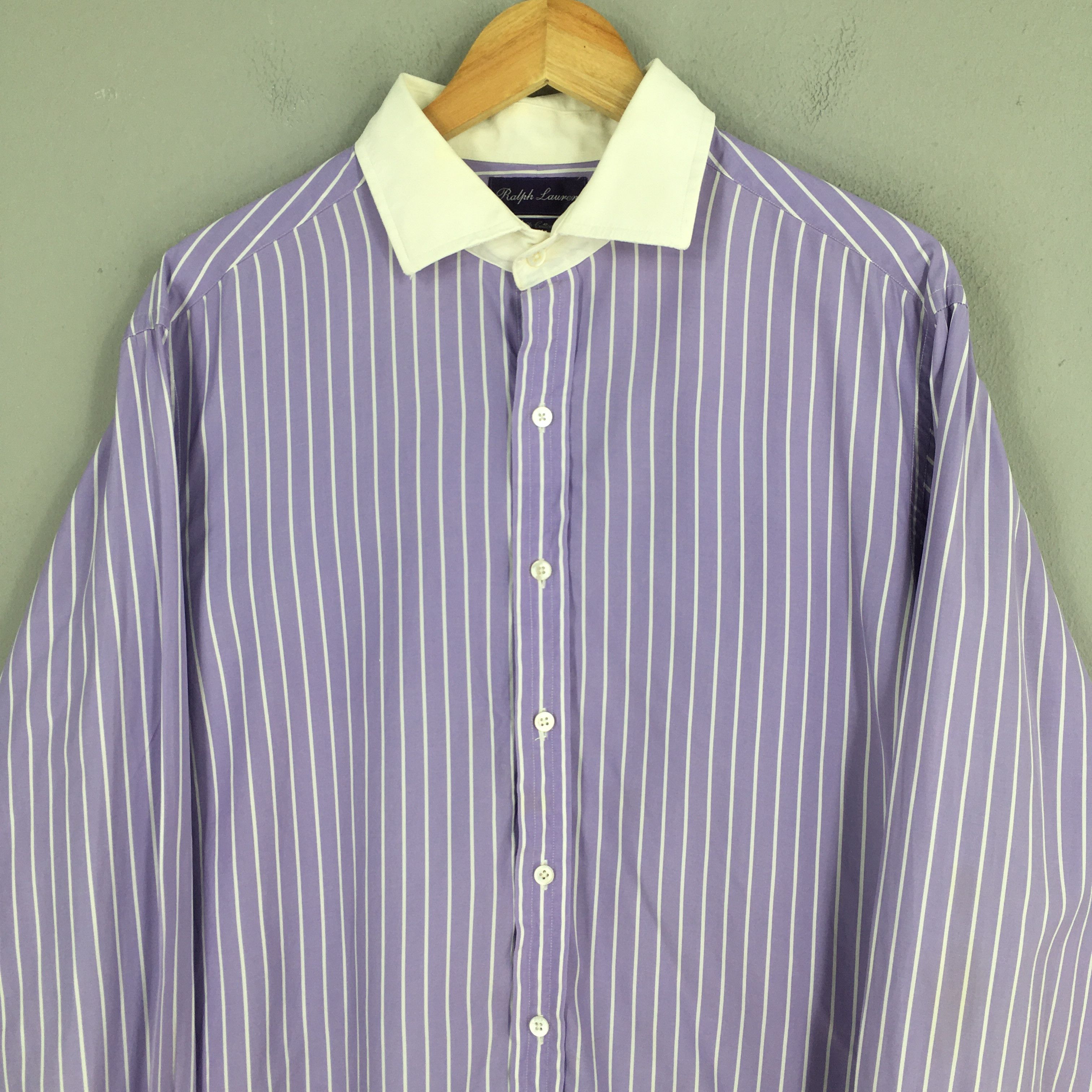 Polo Ralph Lauren Polo Ralph Lauren Purple Label Vertical Striped Shirt Size US XL / EU 56 / 4 - 2 Thumbnail