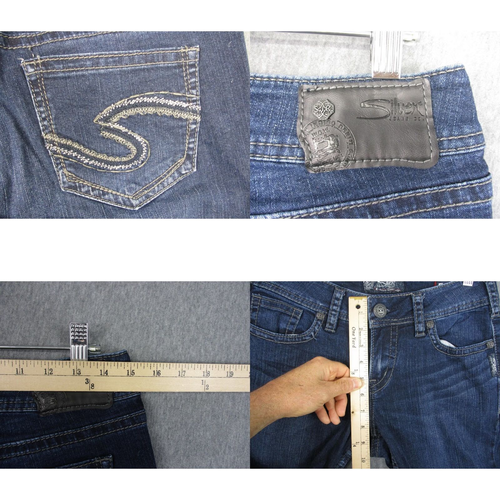 Silver Jeans Co. Silver Jeans Co Womens Suki Mid Flare Jeans Blue Dark Wash Stretch Denim 29x32 Size 29" - 8 Thumbnail
