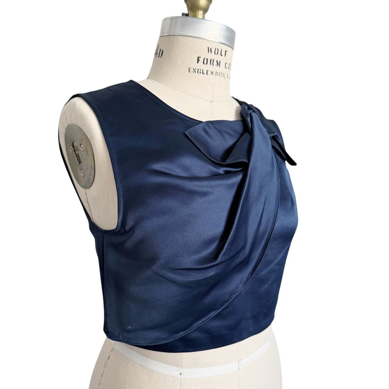 Anthropologie NWT ERIN Erin Fetherston Beau Navy Blu Satin Bow Crop Top 10 Size L / US 10 / IT 46 - 3 Thumbnail