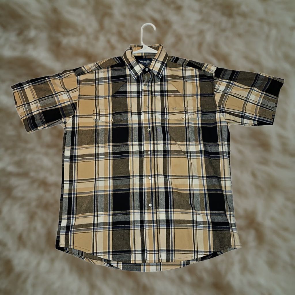 Wrangler Wrangler Western Shirt Large Plaid Cowboy Pearl Snap Short Sleeve Men's Size US L / EU 52-54 / 3 - 1 Thumbnail