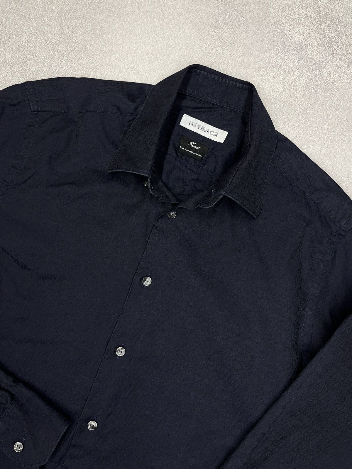 Versace × Versace Jeans Couture × Vintage Mens Versace Collection Navy Shirt Monogram Y2K Luxury Size US M / EU 48-50 / 2 - 4 Thumbnail