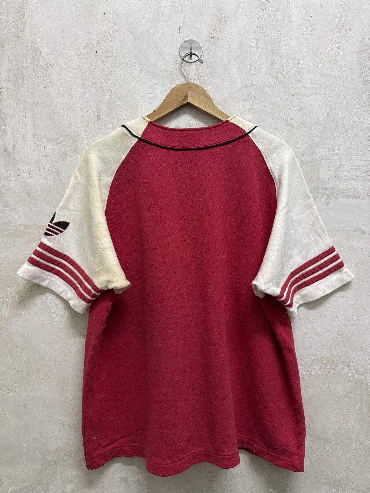 Adidas Vintage 90s Adidas Short Sleeve Distressed Sweatshirt Size US L / EU 52-54 / 3 - 3 Thumbnail
