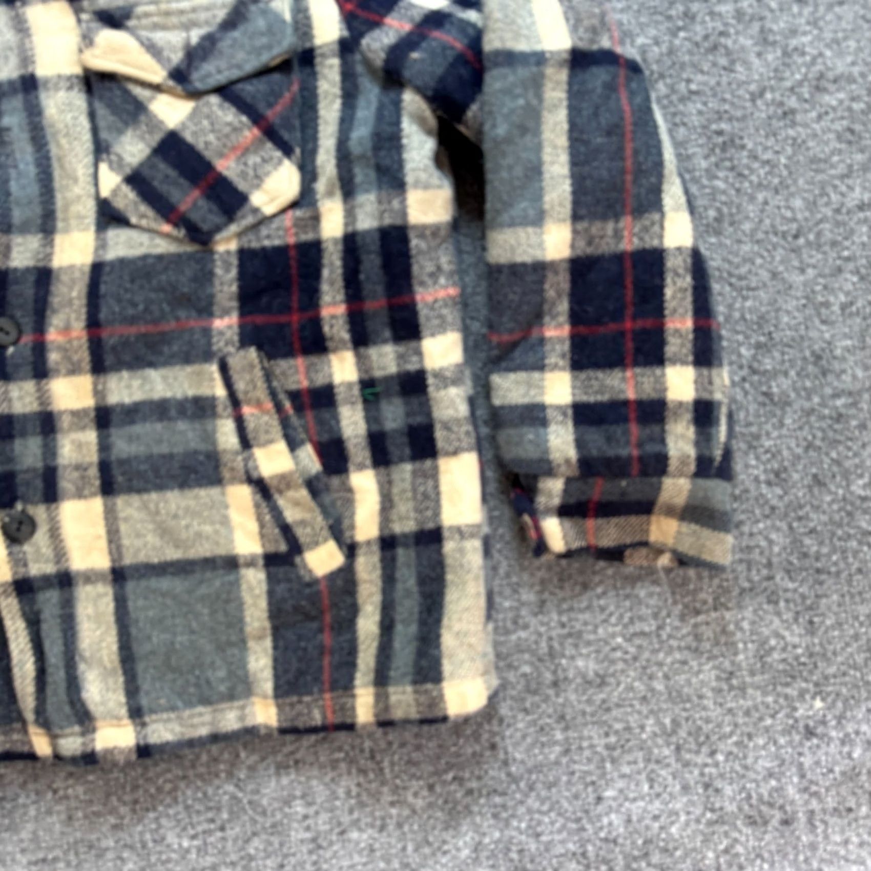 Sears VINTAGE Sears Men's L Reg Wool Coat Jacket Shacket Plaid Button Casual Work Outerwear Size US L / EU 52-54 / 3 - 2 Thumbnail