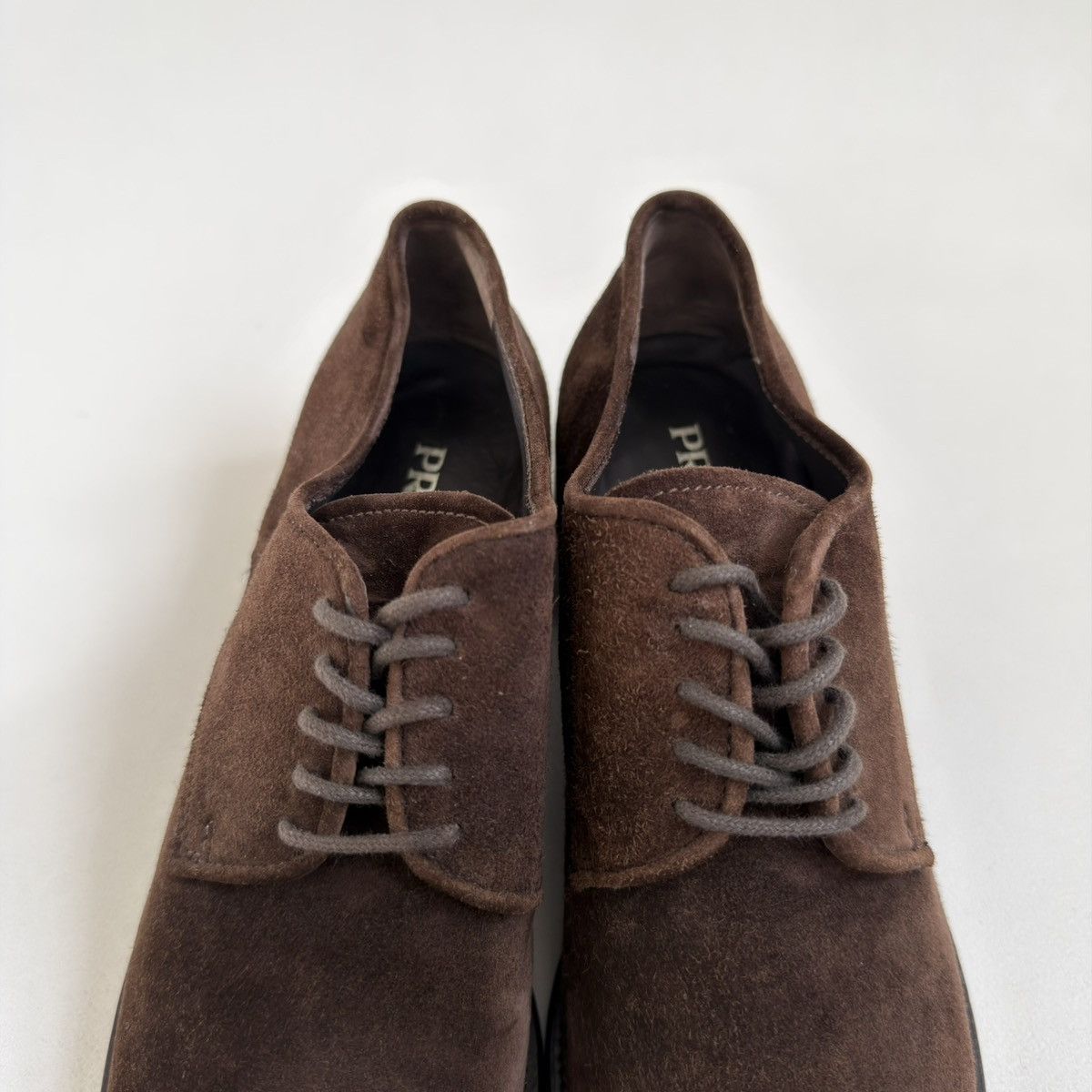 Prada Brown Suede Burnished Tips Shoes Size US 7 / IT 37 - 10 Thumbnail