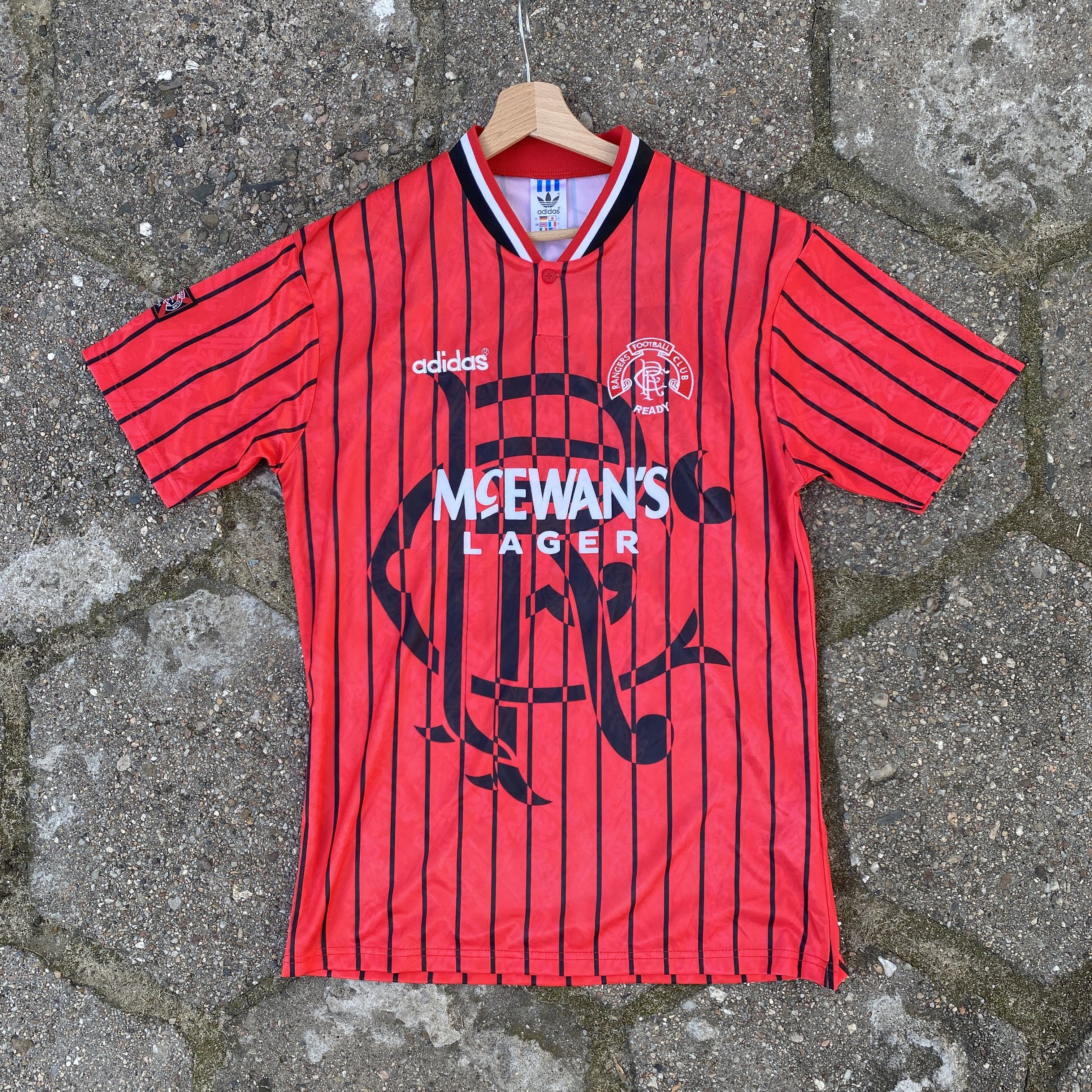 image of Adidas Glasgow Rangers 1994/95 Away Kit Red Jersey - M, Men's (Size Medium)