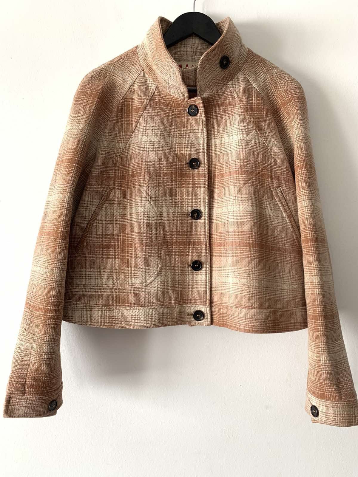 Image of Marni Wool Checked Jacket in Brown, Women's (Size Small)