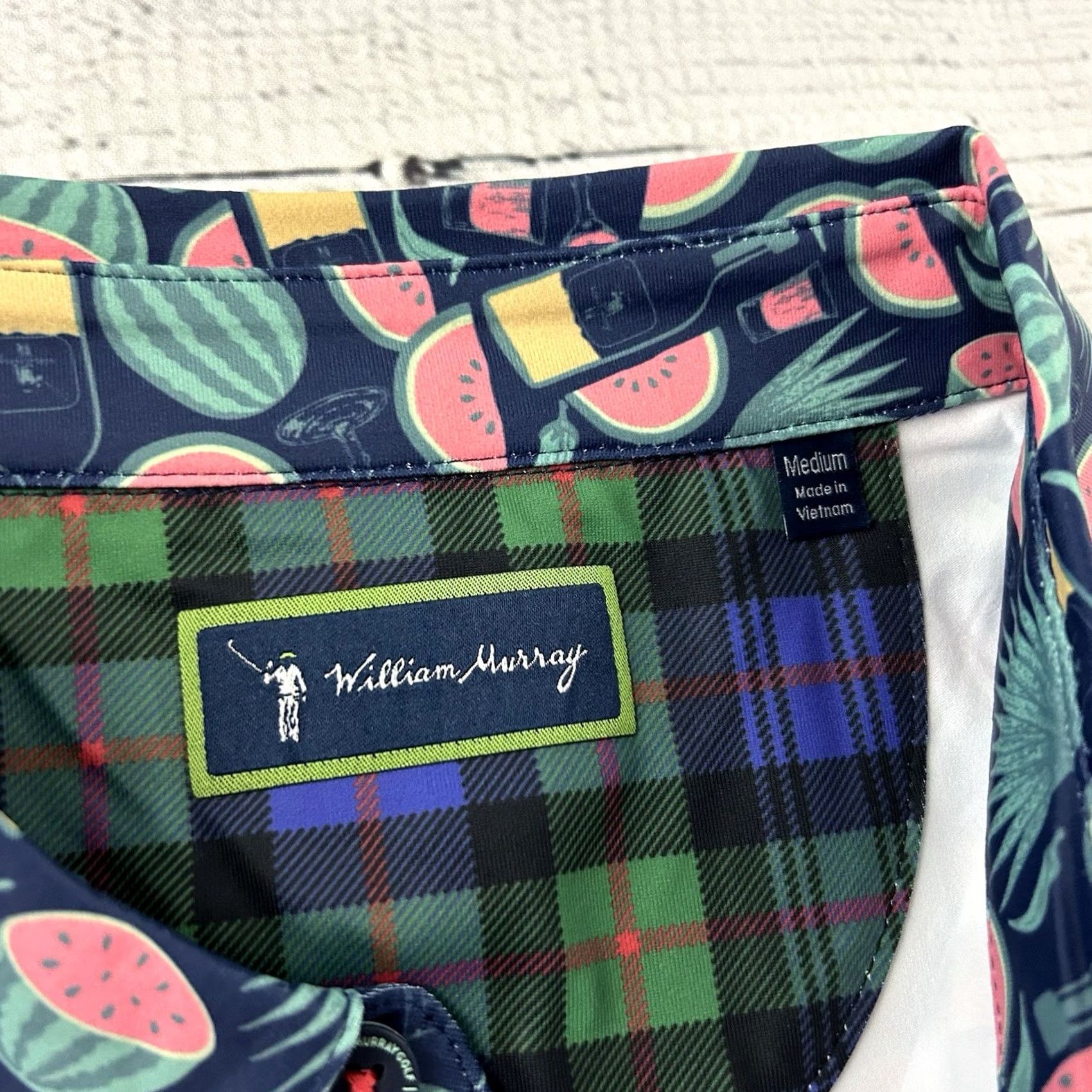 Vintage William Murray Polo Shirt Golf Mens Size M Navy Watermelon XS? Size US M / EU 48-50 / 2 - 2 Thumbnail
