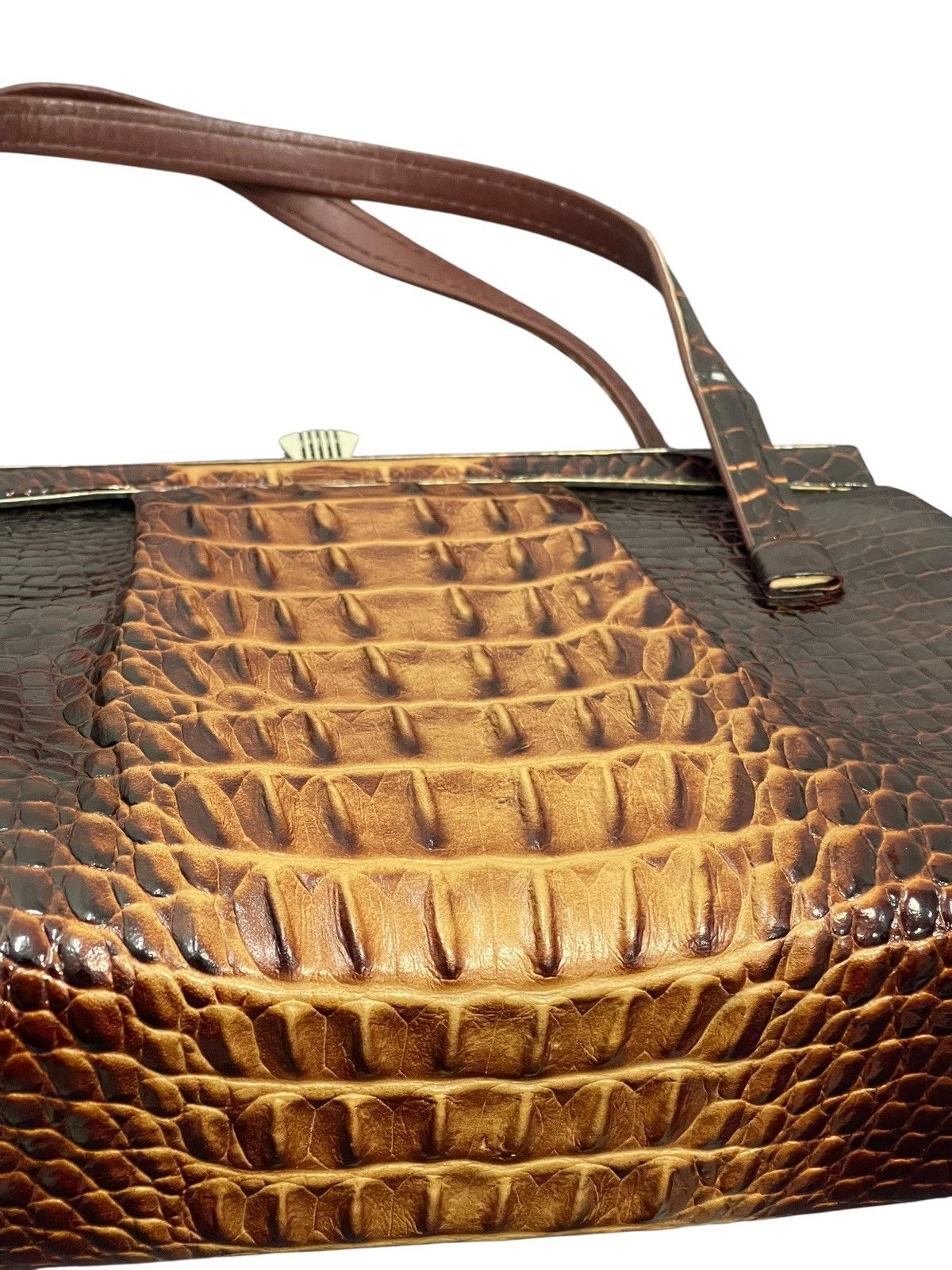 Genuine Leather Crocodile Skin Leather Vtg 60s Kawano Japan Hand Bag 8🟩 Size ONE SIZE - 16 Thumbnail