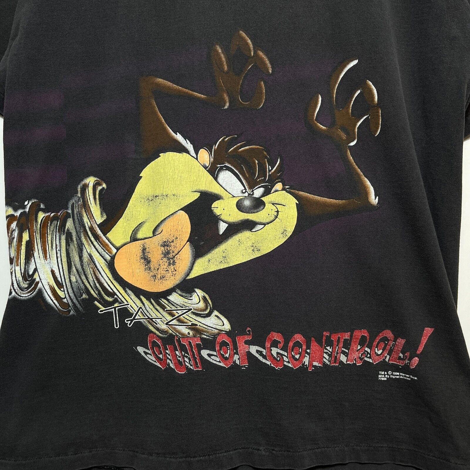 Vintage × Warner Bros Vintage 1996 Warner Bros Taz Out Of Control Black T-shirt L Size US L / EU 52-54 / 3 - 4 Thumbnail