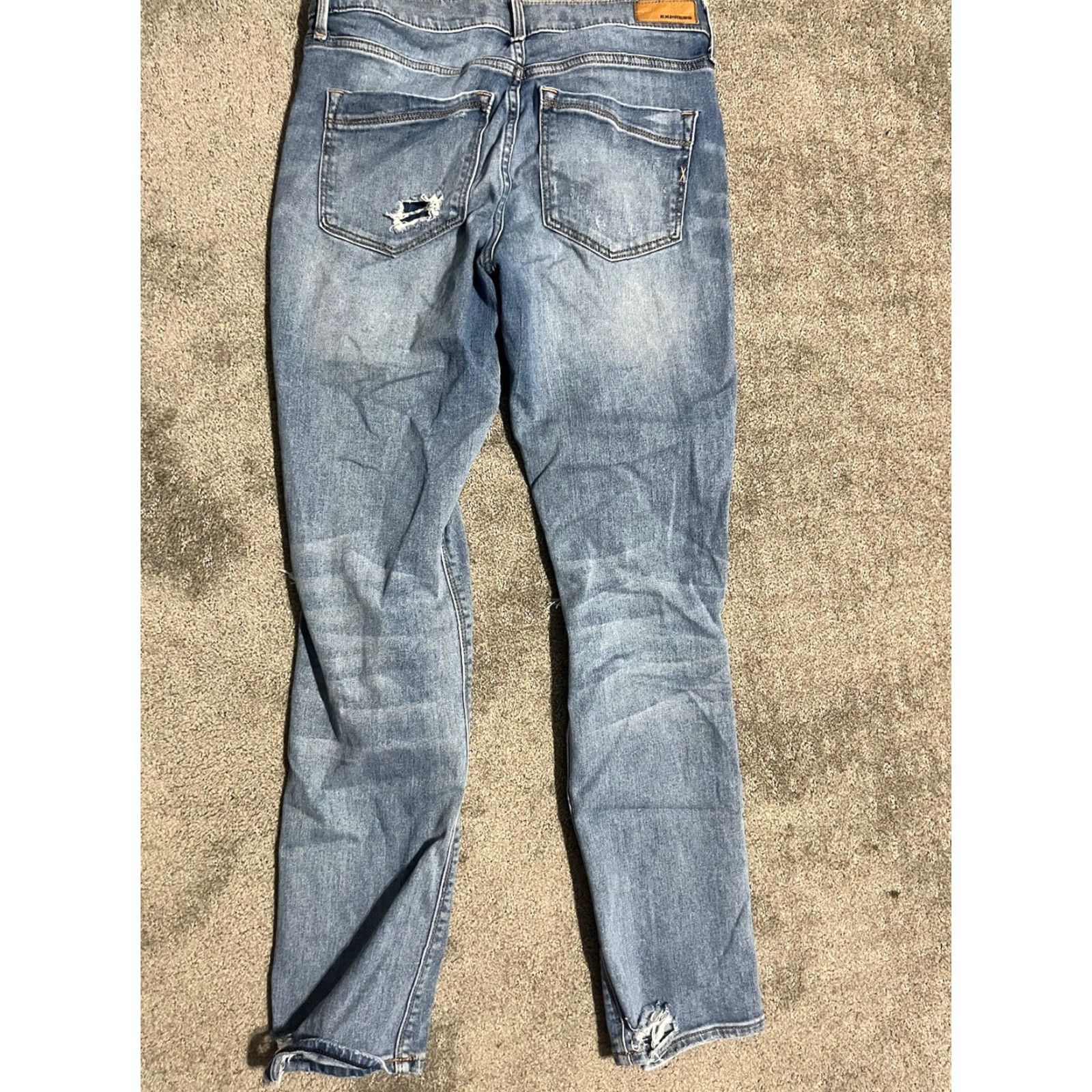 Express VINTAGE Express Jeans Distressed Mid Rise Skinny Ankle Size 4 Blue Women's Jeans (Regular) 26" Inseam Mens/Womens? Size 27" / US 4 / IT 40 - 6 Thumbnail