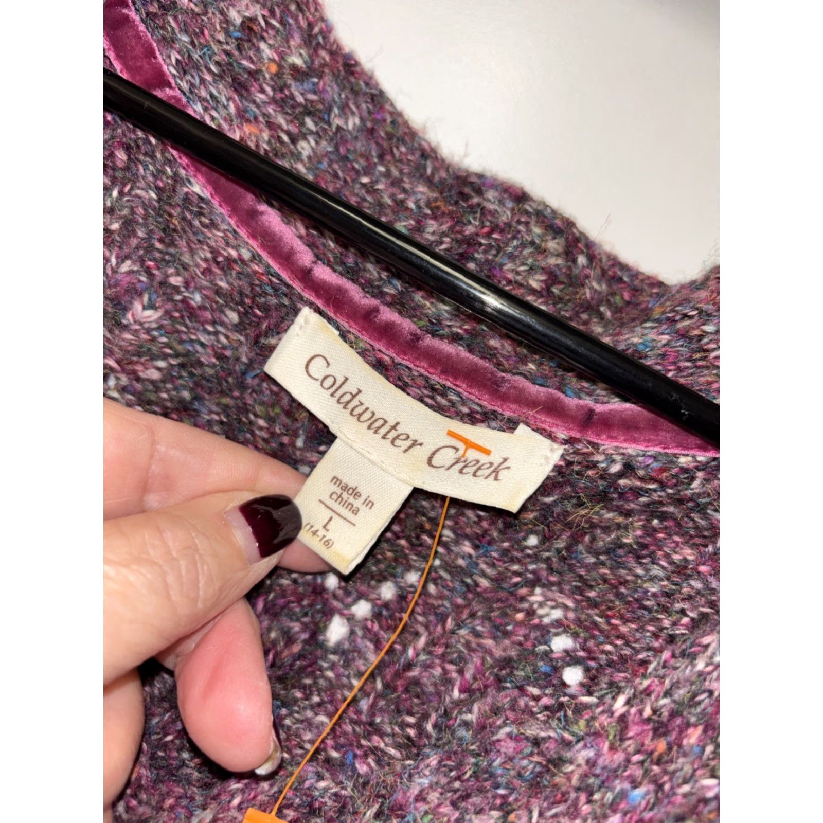 Coldwater Creek Coldwater Creek Women L Sweater Short Sleeve Purple Speckled Knit Pullover Size L / US 10 / IT 46 - 3 Thumbnail