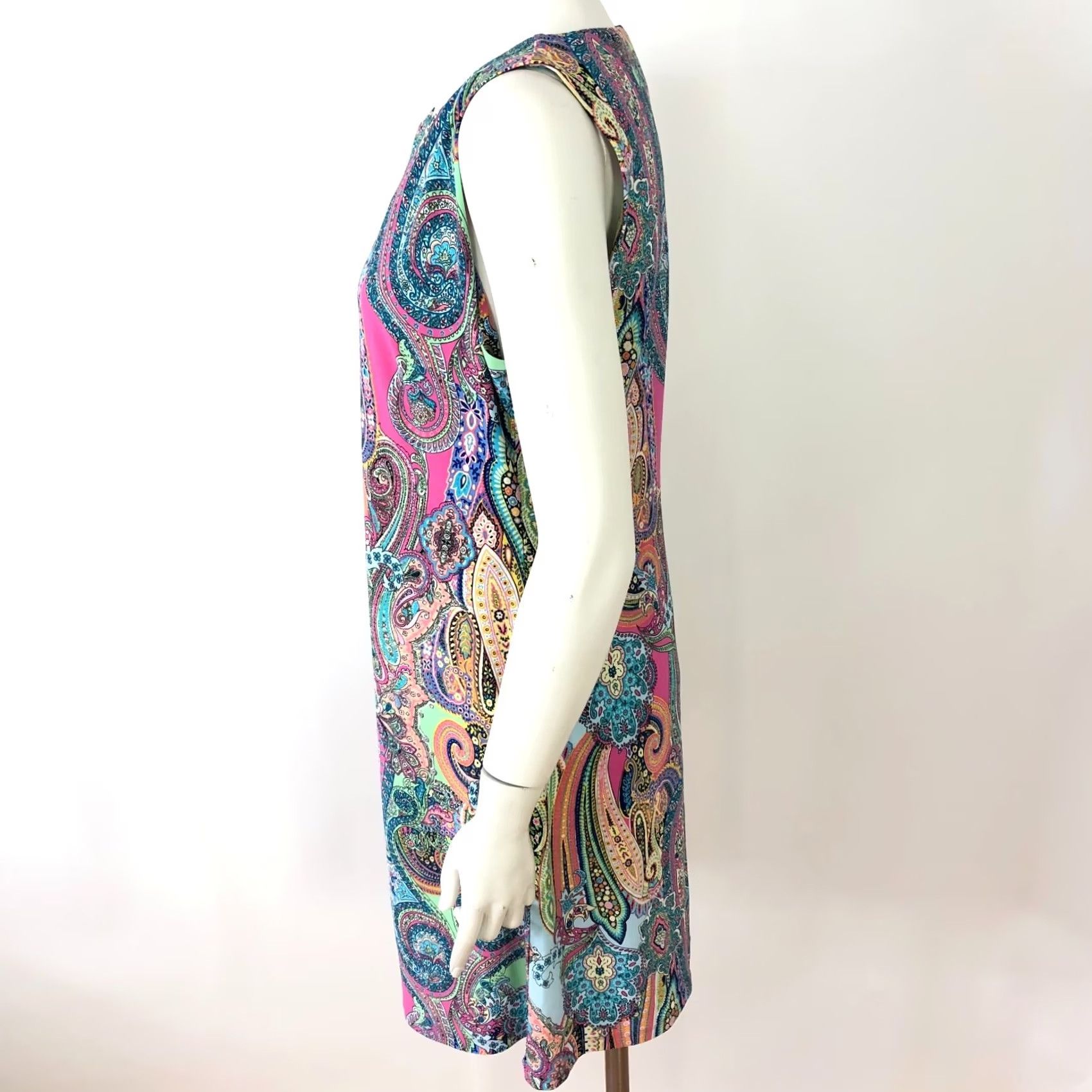 Tommy Hilfiger Tommy Hilfiger Dress A-Line Mini Above Knee Paisley Print MINT Multicolor Sleeveless Pullover Round Neck 10 Regular Women’s Short Dress Size L / US 10 / IT 46 - 2 Thumbnail