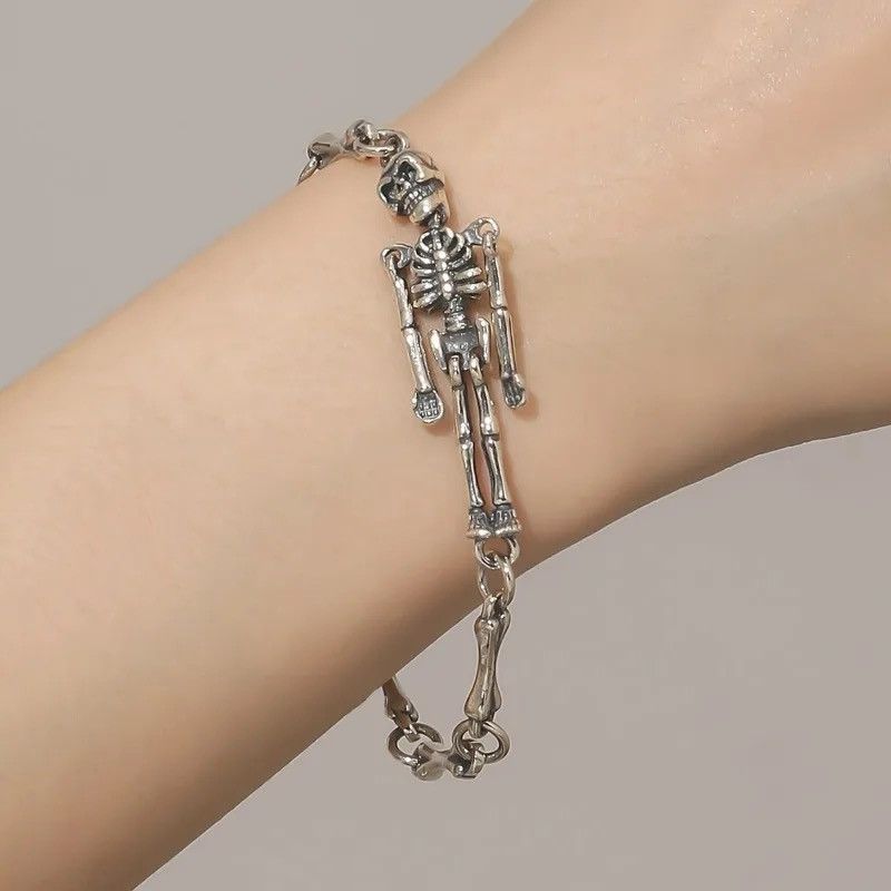 Jewelry Skeleton Charm Metal Skull Chain Bracelets Size ONE SIZE - 5 Thumbnail