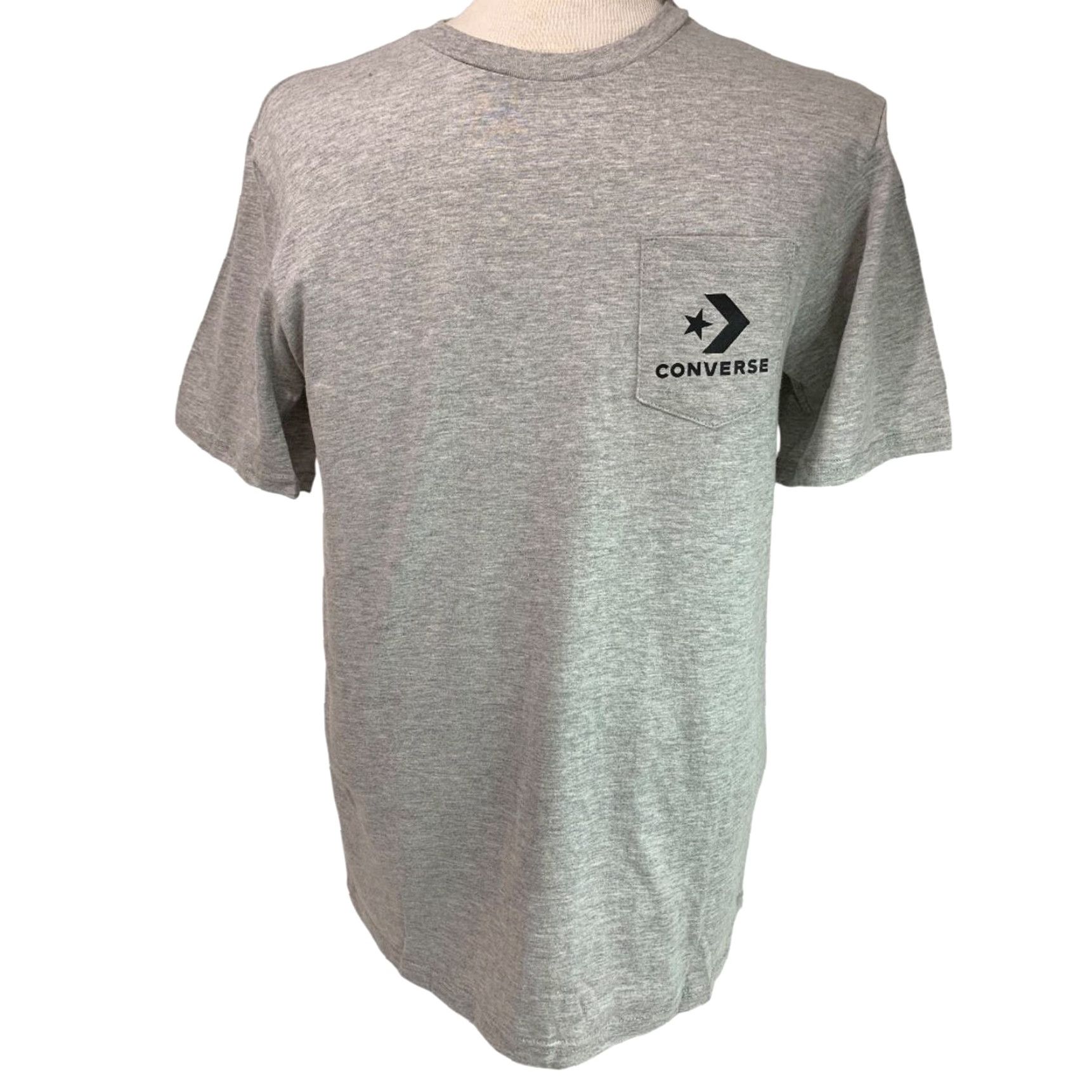 Converse Converse T-Shirt Small Mens Gray Heathered Single Pocket Standard Fit Shirt S Mens, Gray, Heathered, Pocket, Standard Fit Size US S / EU 44-46 / 1 - 2 Thumbnail