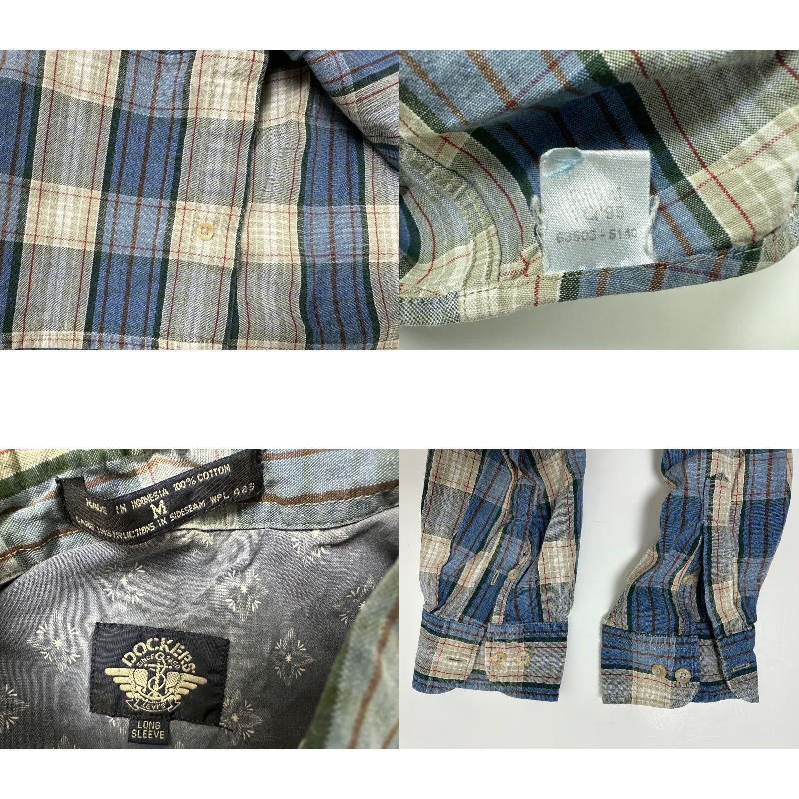 Dockers VINTAGE Dockers Shirt Men M Oversized Plaid Blue 90s Cotton Button-Up Casual Business Travel Headline: 90s/Preppy Theme, Mens Size US M / EU 48-50 / 2 - 9 Thumbnail