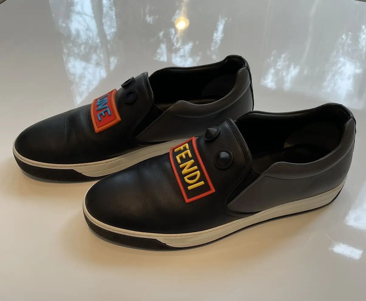 Fendi Fendi "Love Fendi" Leather Slip-On Sneakers Size US 10 / EU 43 - 5 Thumbnail
