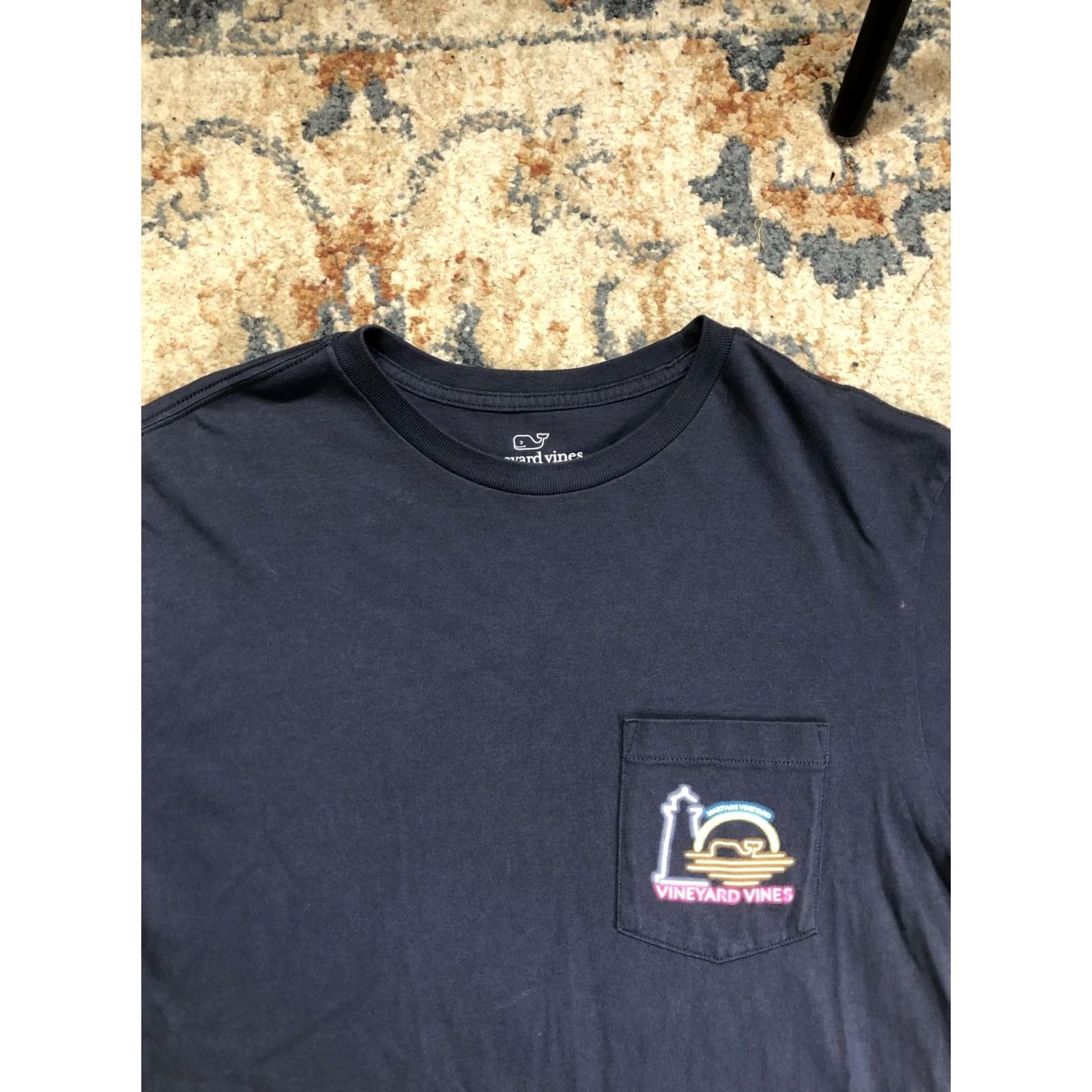 Vineyard Vines Vineyard Vines Shirt Mens Small Blue Pocket Martha's Vineyard Neon Graphic Tee Size US S / EU 44-46 / 1 - 2 Thumbnail