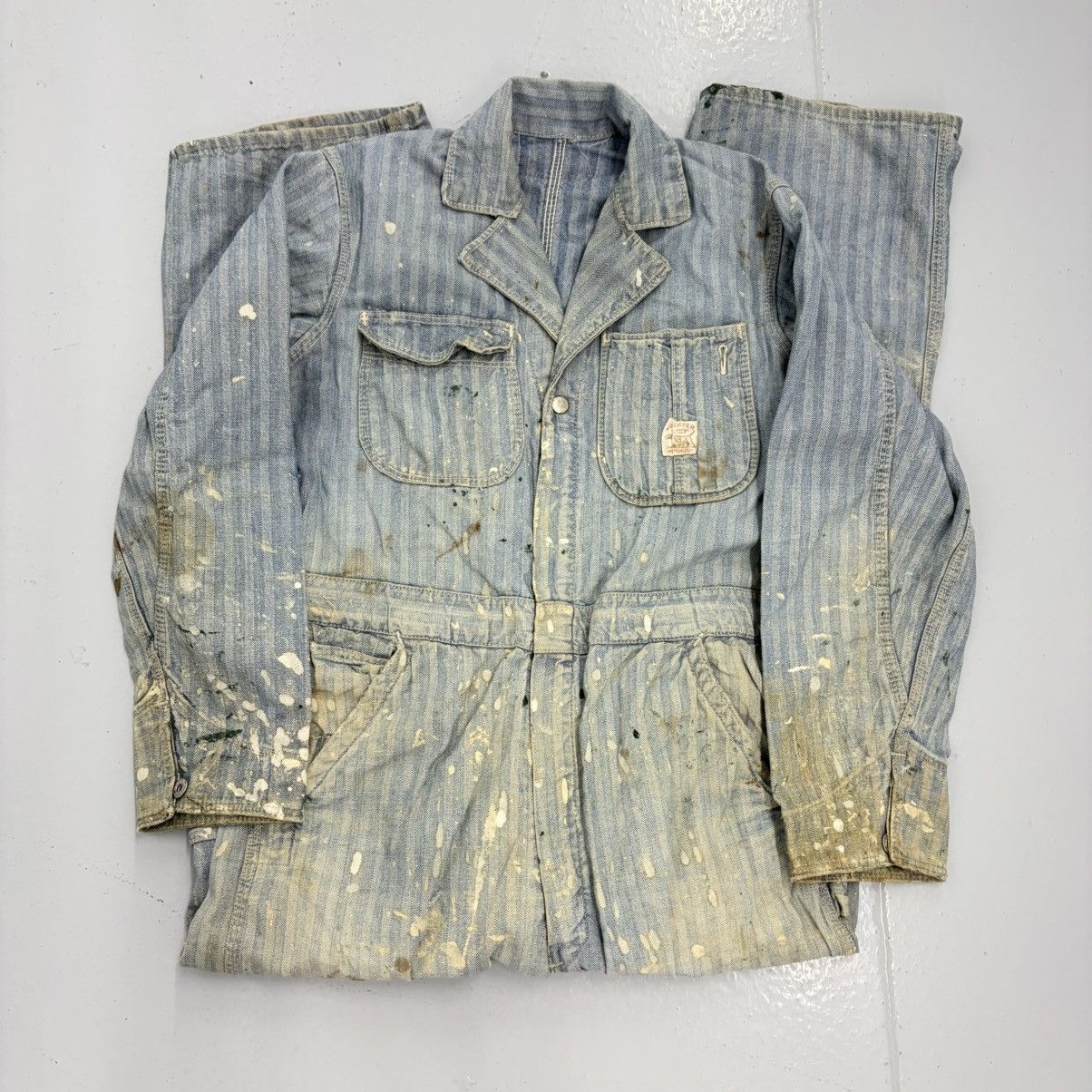 Other Vintage 60s Pointer Hickory Stripe Paint Splatter Coveralls Size US 34 / EU 50 - 1 Thumbnail
