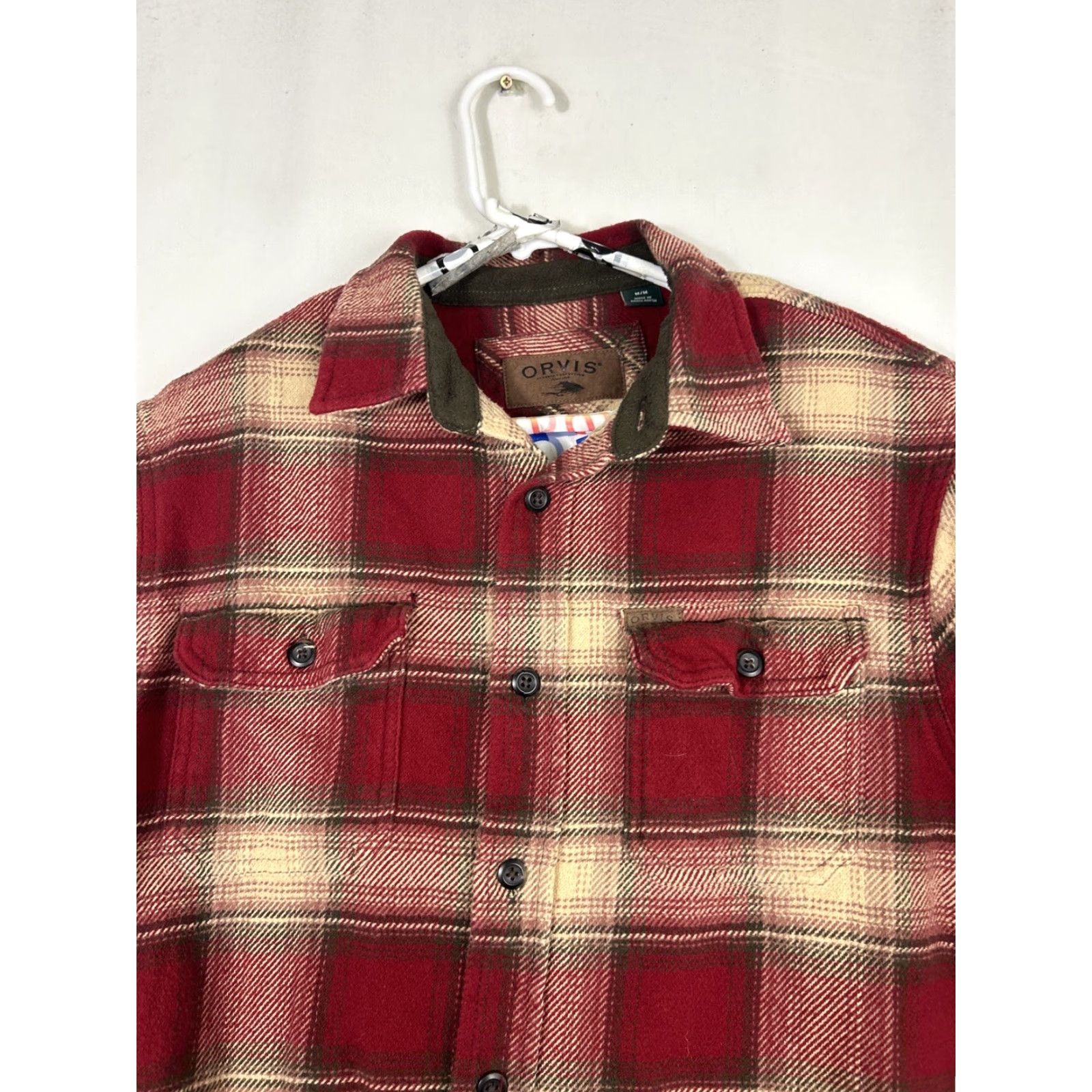Orvis VINTAGE ORVIS Flannel Shirt Jacket Mens M Red Plaid Button Up Cotton Shacket Size US M / EU 48-50 / 2 - 3 Thumbnail