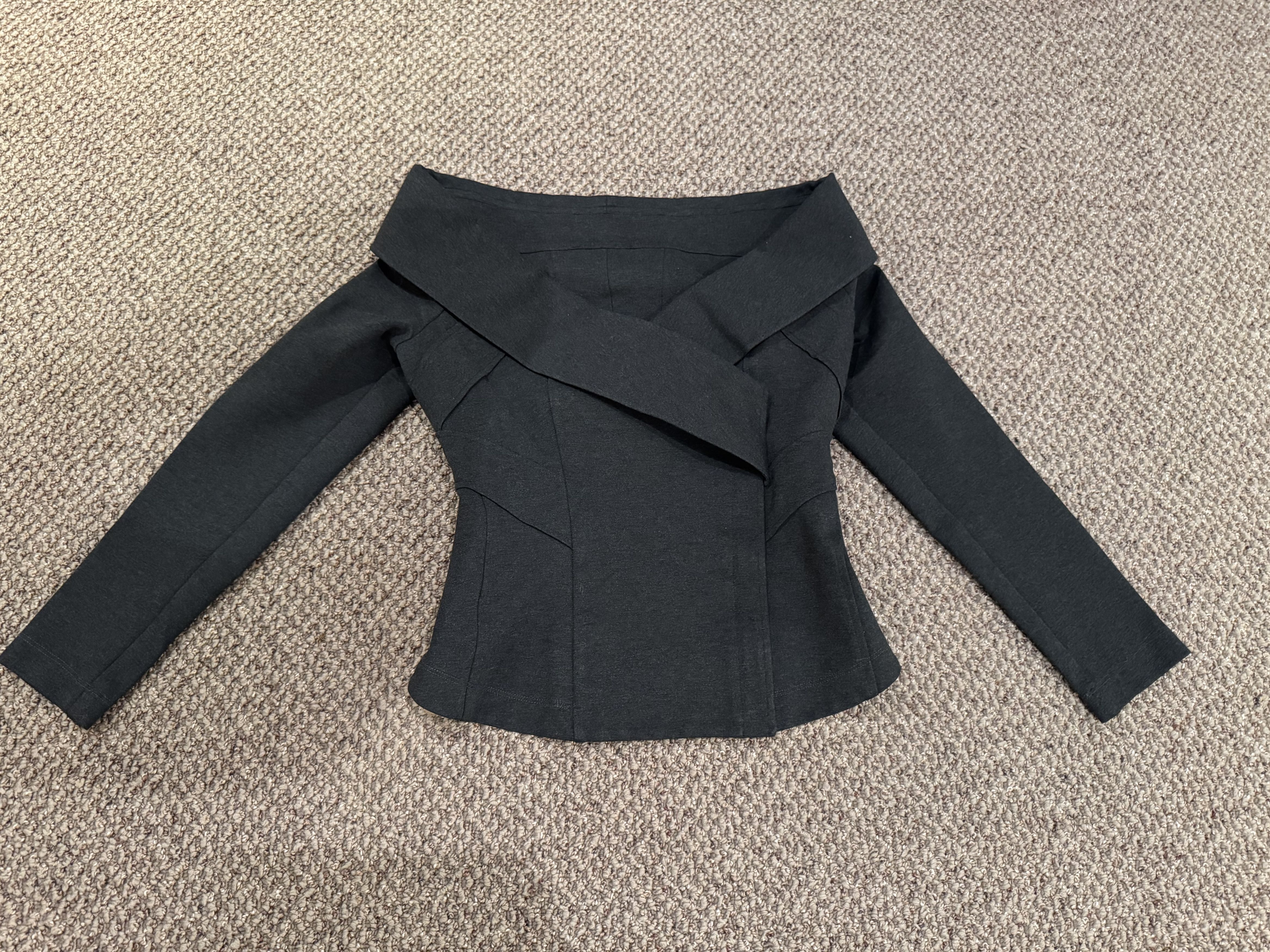 Other Unlabelled Donna Karan-era Sculptural Charcoal Jacket Size XS / US 0-2 / IT 36-38 - 1 Thumbnail