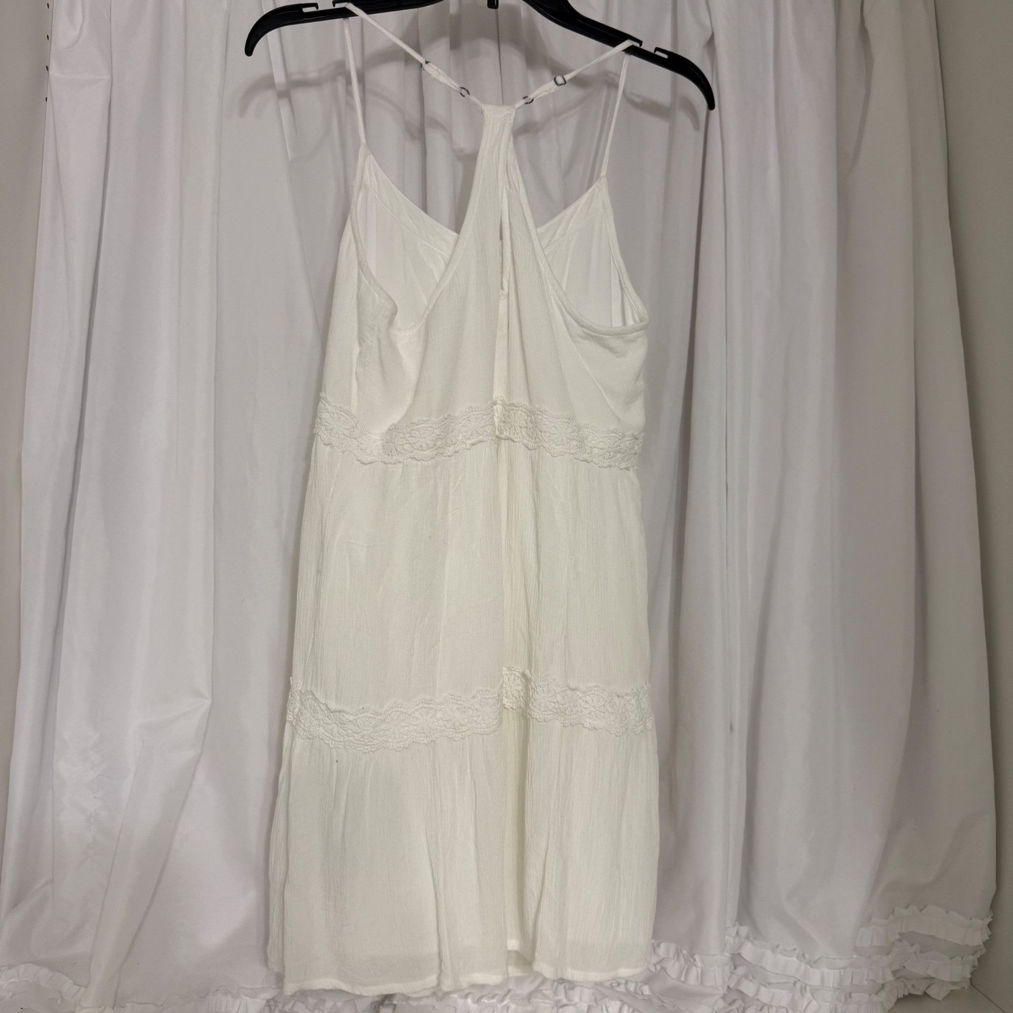 Hollister Hollister Ivory Spaghetti Strap Sleeveless Tiered Mini Dress Size S / US 4 / IT 40 - 3 Thumbnail