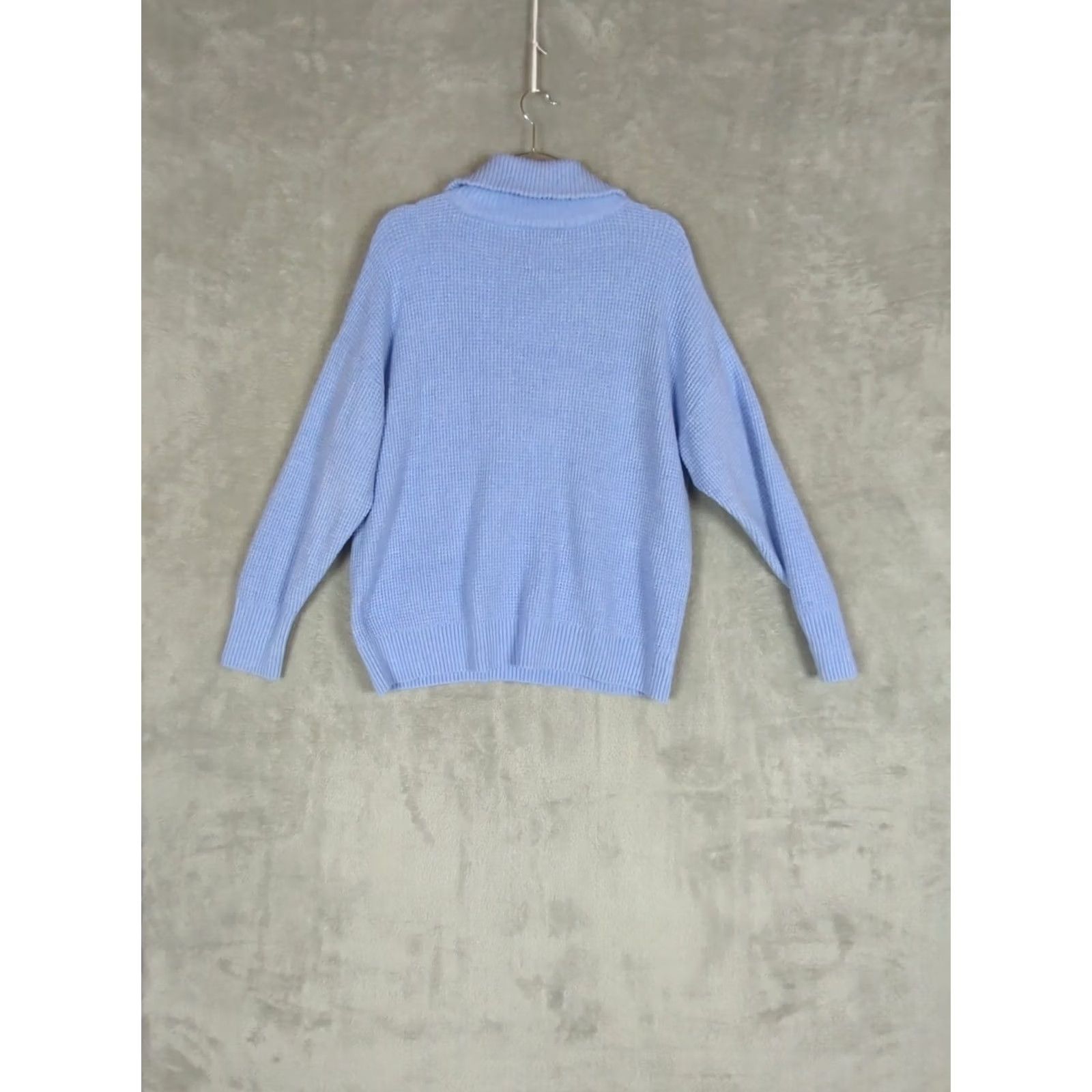 Vintage Aerie Cozy Up Waffle Knit Oversized 1/4 Zip Pullover Sweater Blue Small Dress? Size S / US 4 / IT 40 - 7 Thumbnail