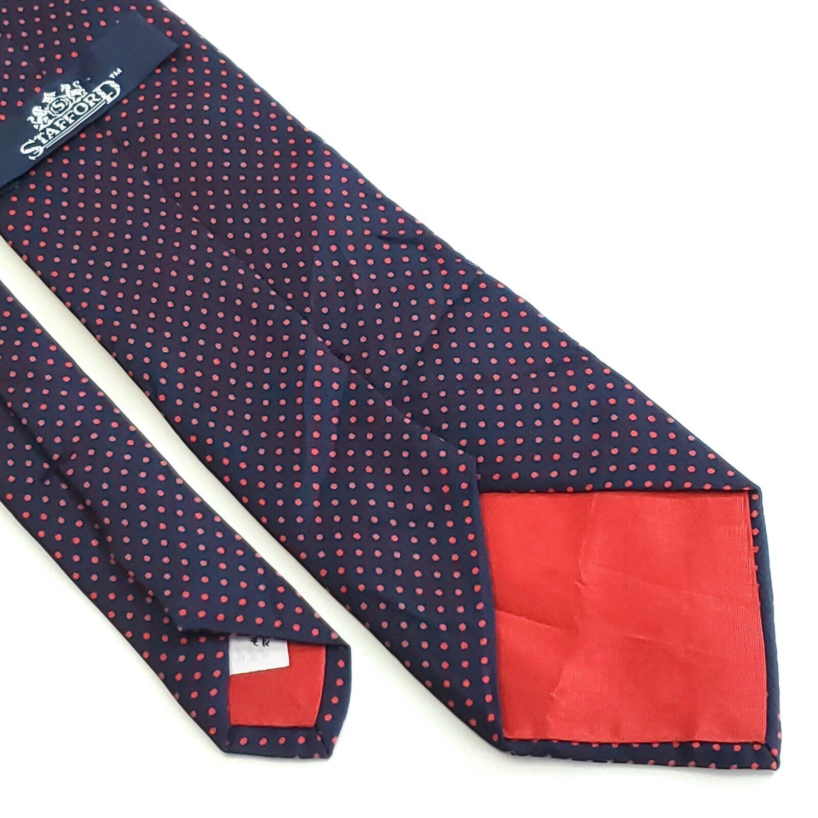 Stafford Stafford Silk Tie Blue Polka Dot Print Red Skinny Size ONE SIZE - 5 Thumbnail