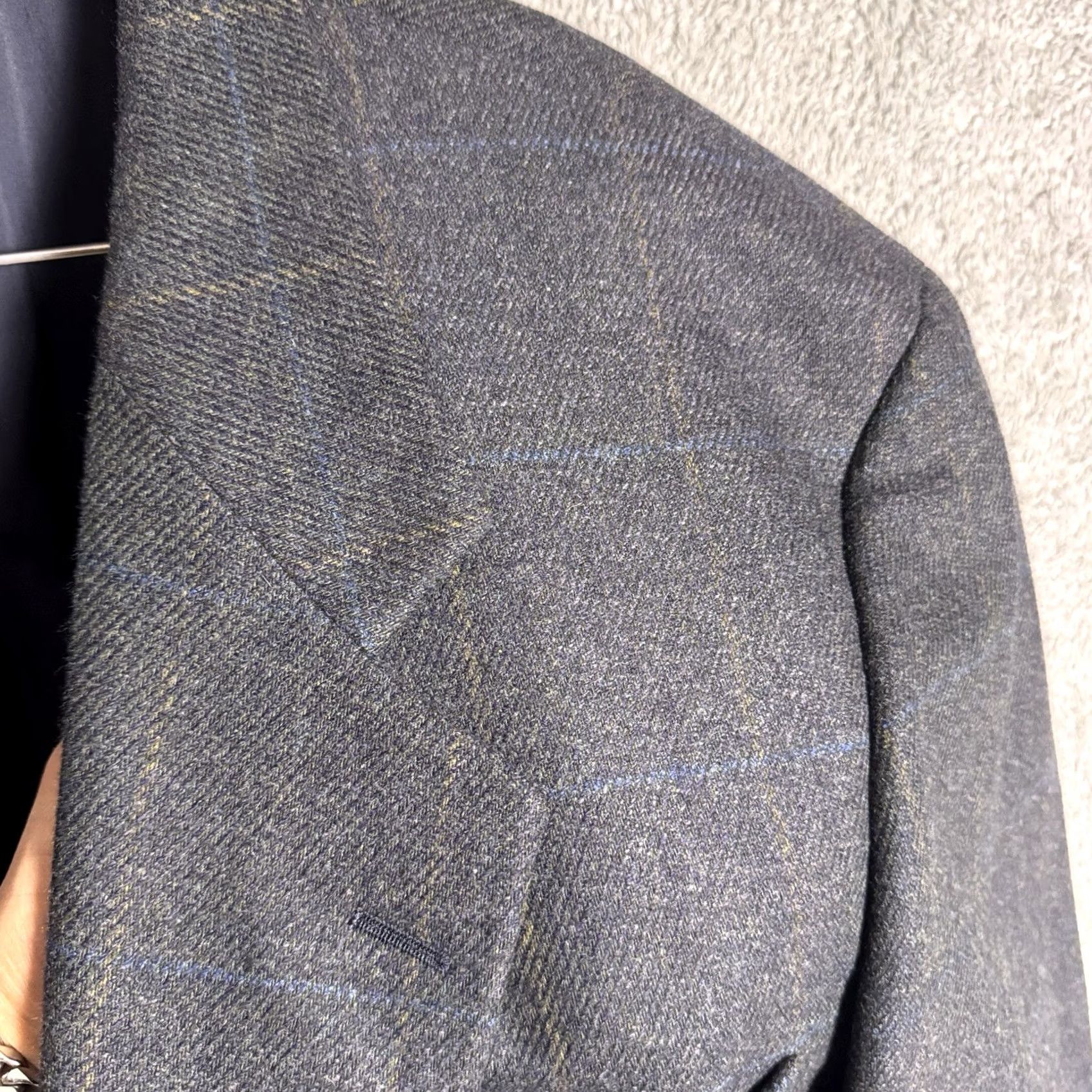 Vintage Samuelsohn Sport Coat Mens 46L Cashmere Wool Windowpane Como Blazer Suit Jacket - Luxury Classic Size 46R - 5 Thumbnail