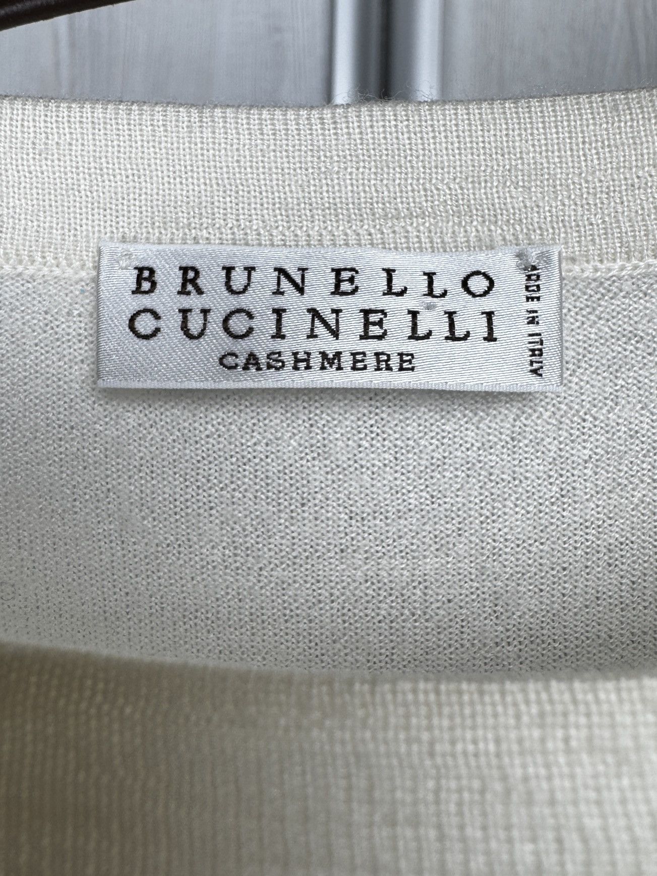 Brunello Cucinelli Brunello Cucinelli cashmere silk white rhinestones tee shirt Size S / US 4 / IT 40 - 8 Thumbnail