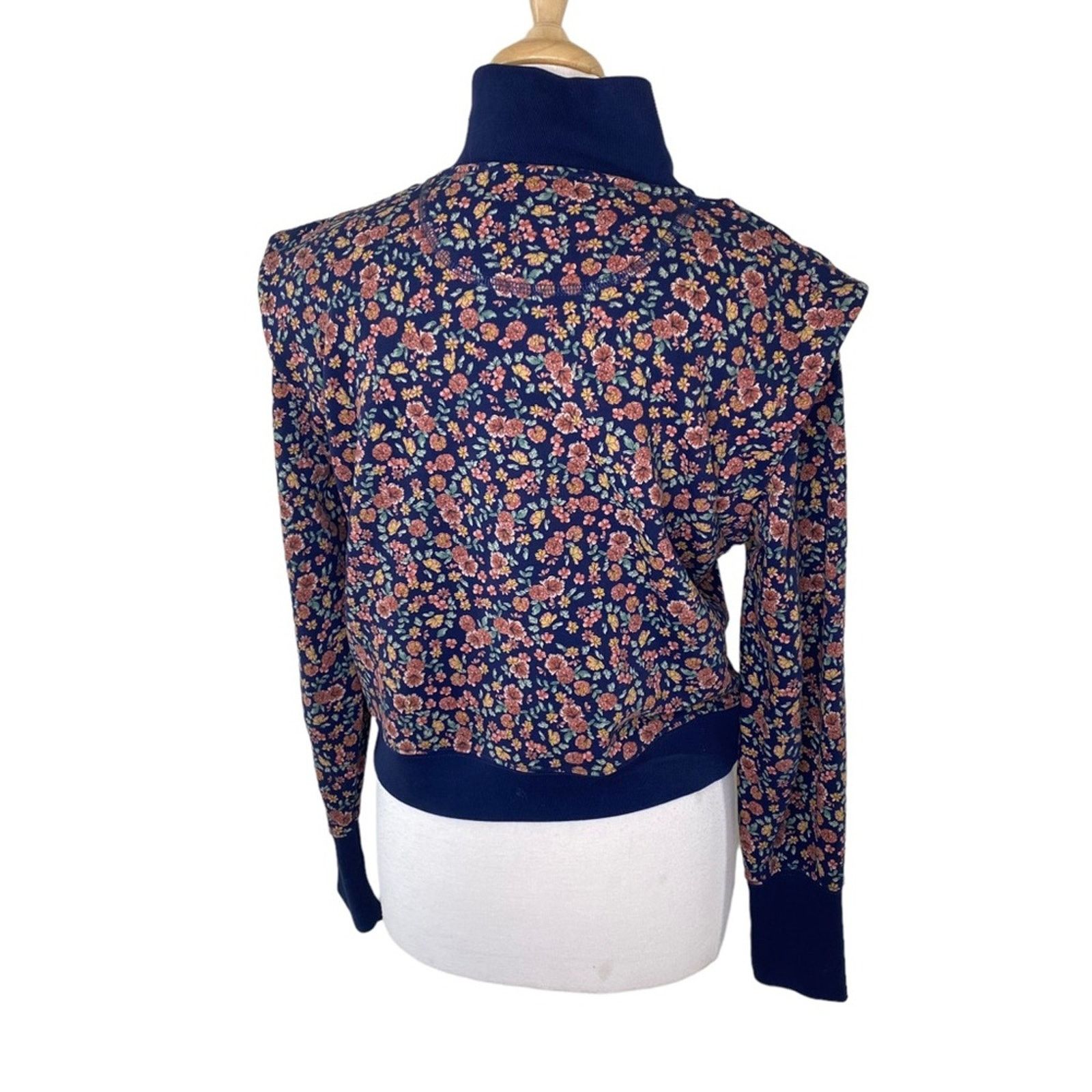 Veronica Beard Dylan Floral Half ZipSweatshirt Navy Multi