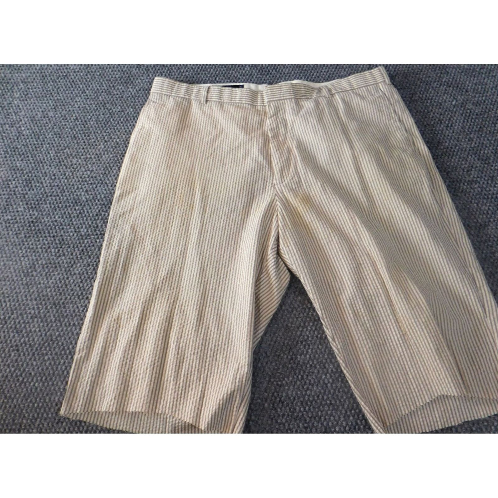 J.Crew J.CREW Mens Shorts 36 beige plaid chino casual classic box Chino Beach Mens 36 Beige Plaid Cotton Flat Front 7in Inseam Size US 36 / EU 52 - 3 Thumbnail