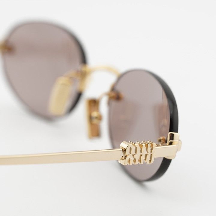 Miu Miu Miu Miu MUA54S 5AK20I Sunglasses Gold Oval Rimless Frame Size ONE SIZE - 9 Thumbnail