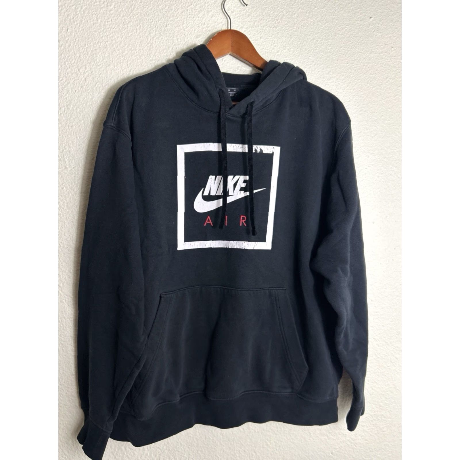 Nike VINTAGE NIKE SPORTSWEAR AIR 5 PULLOVER HOODIE Mens XL Black Distressed Peeling Size US XL / EU 56 / 4 - 2 Thumbnail