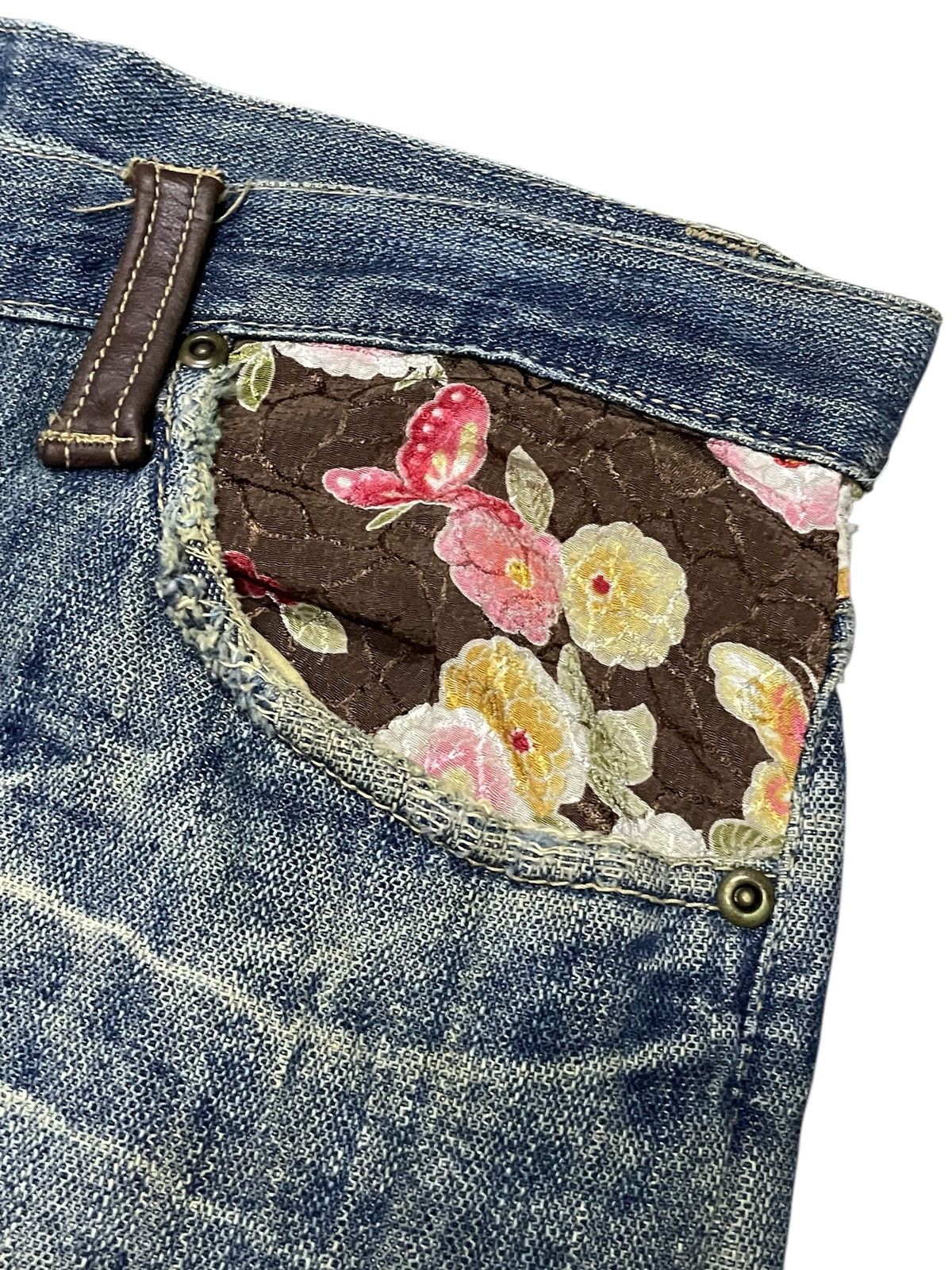 Guru × Hysteric Glamour × Japanese Brand Gumu Japan Boro Patchwork Cut & Sew Leather Trimmed Jeans Size US 32 / EU 48 - 11 Thumbnail