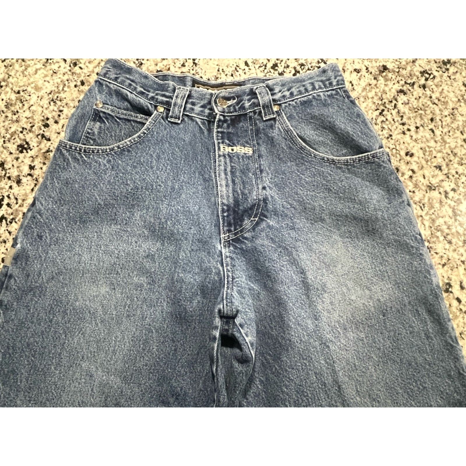 Vintage VINTAGE Boss Jeans Men Jeans 29x30.5 Black 90s Grunge Y2K Skater USA Made Embroidered Wide-Leg Baggy Size US 29 - 2 Thumbnail