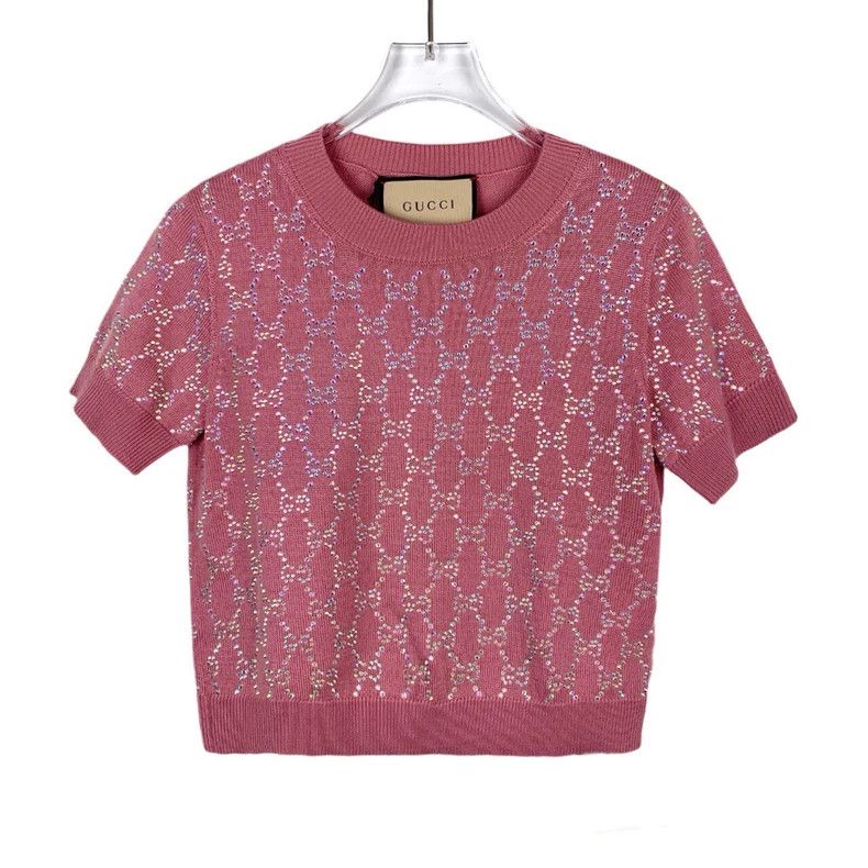 Gucci Gucci Logo old flower full diamond pink round neck wool kni Size US XS / EU 42 / 0 - 1 Thumbnail