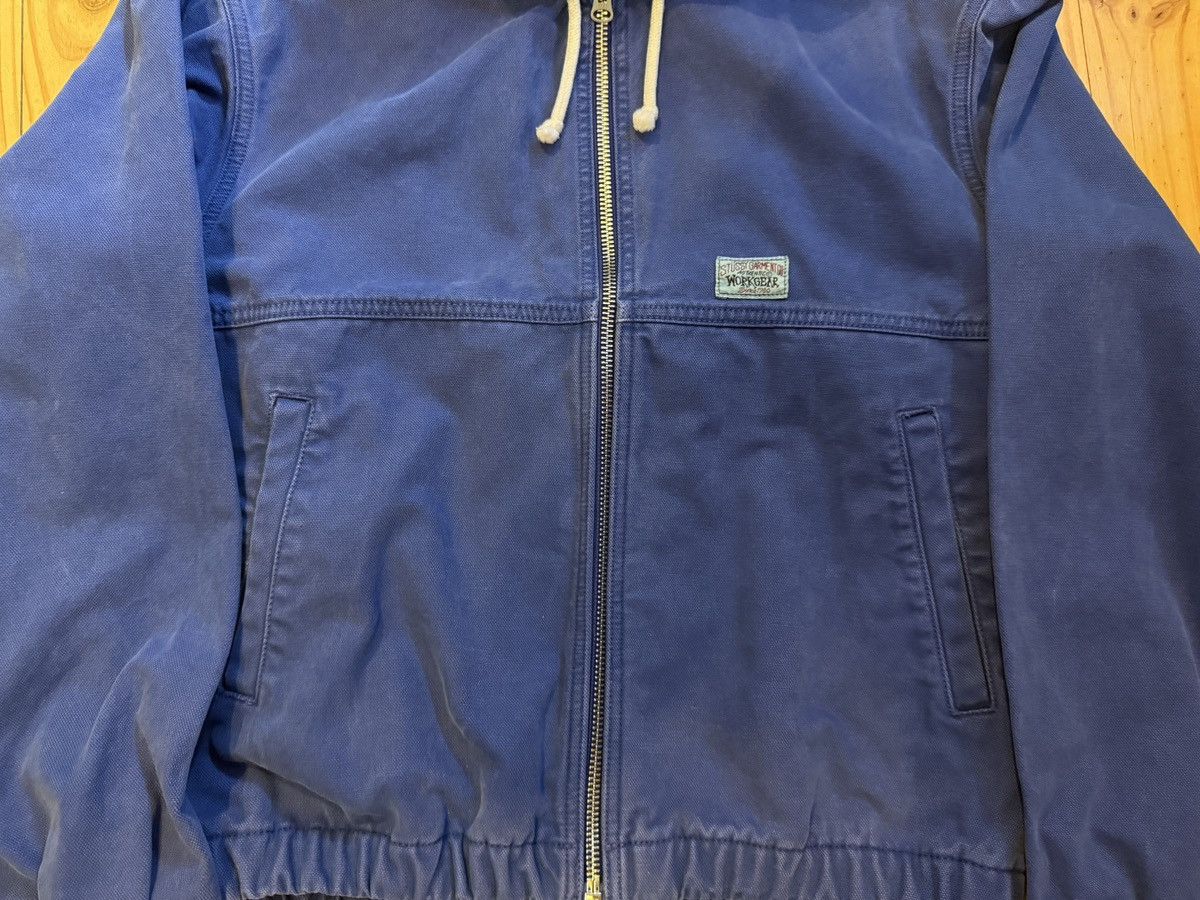 STUSSY garment co authentic workgear zip up denim hoodie